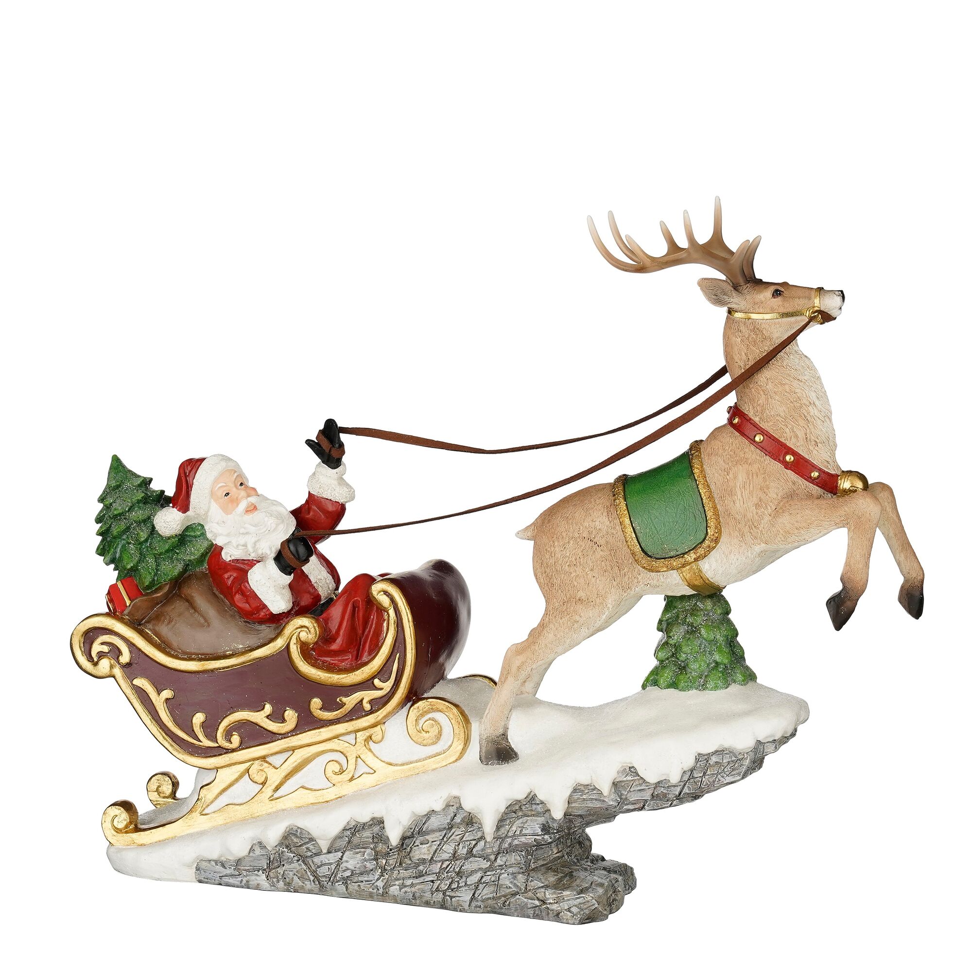 Decoratie kerstman slee rood