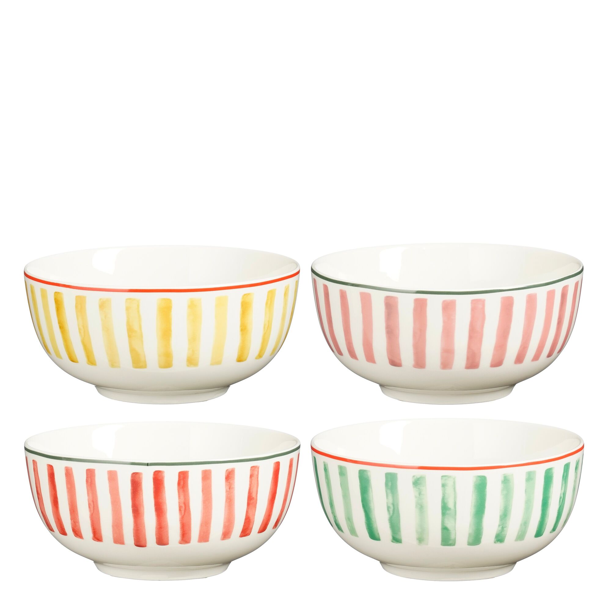 Schaal christmas cadeau set rood groen roze geel 4-delig