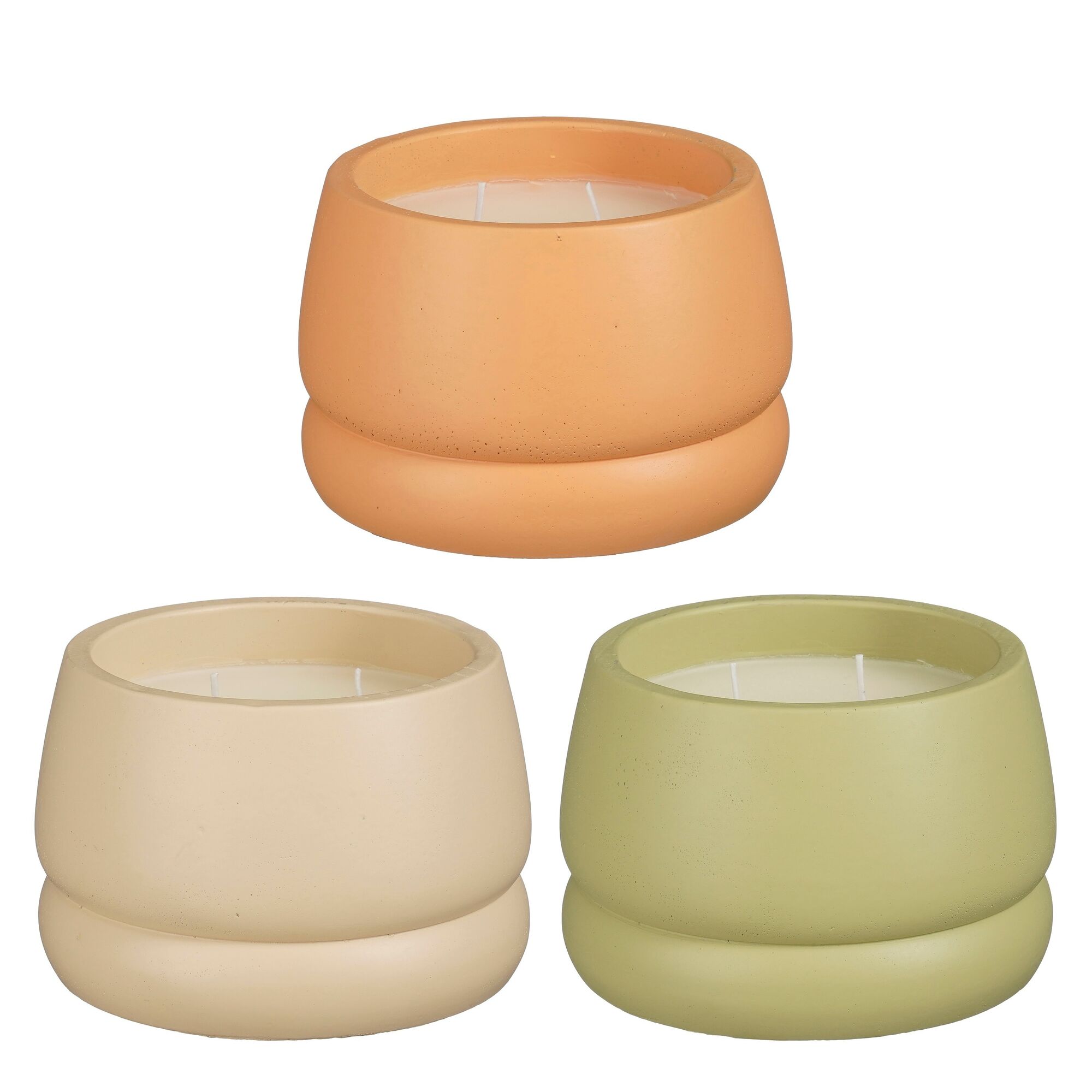 Kaars groen oranje beige 3 assorti