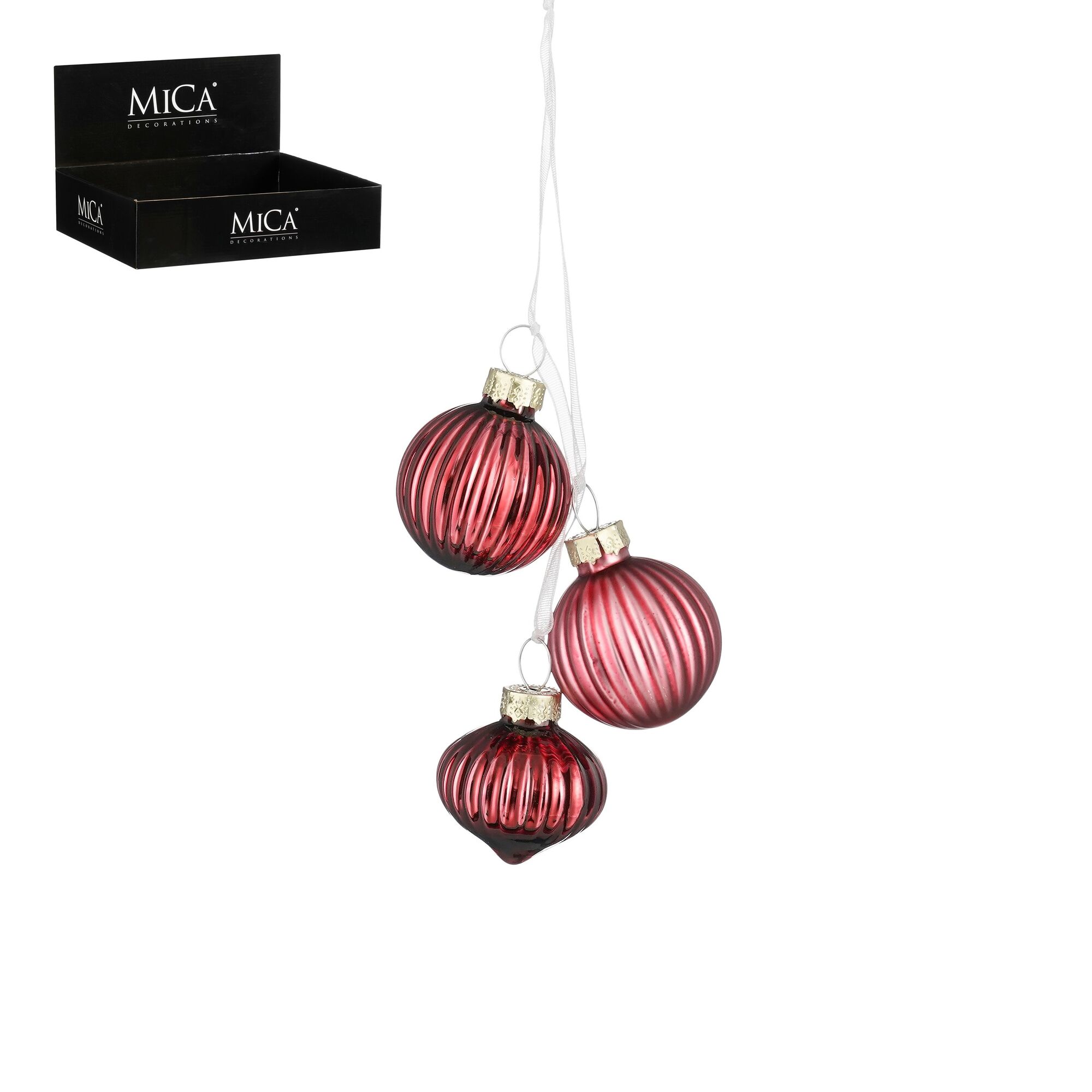 Bal glas d.rood 3 pieces bundle 48 stuks display
