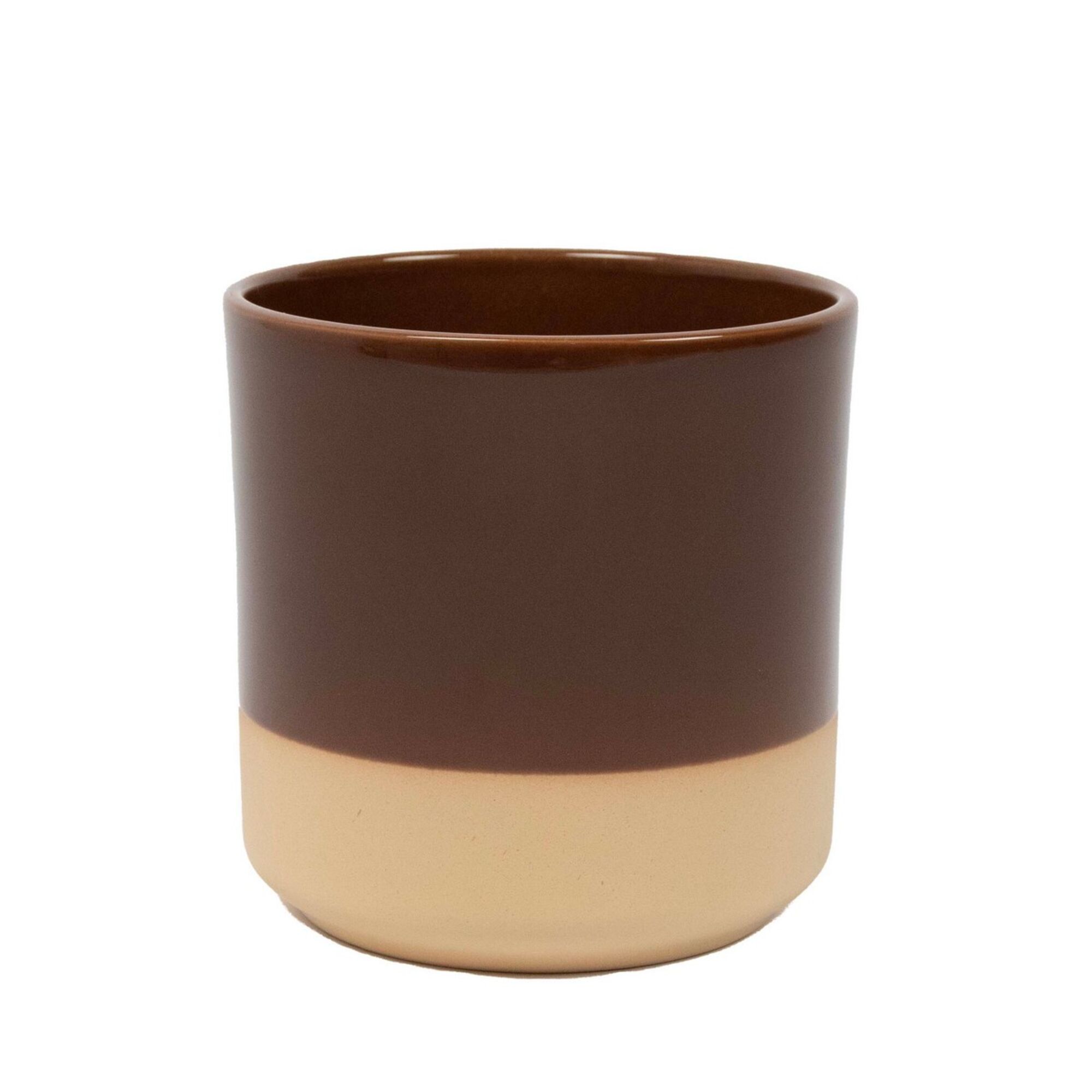 Cylinder Bloempot Keramiek Dip-Dye Bruin