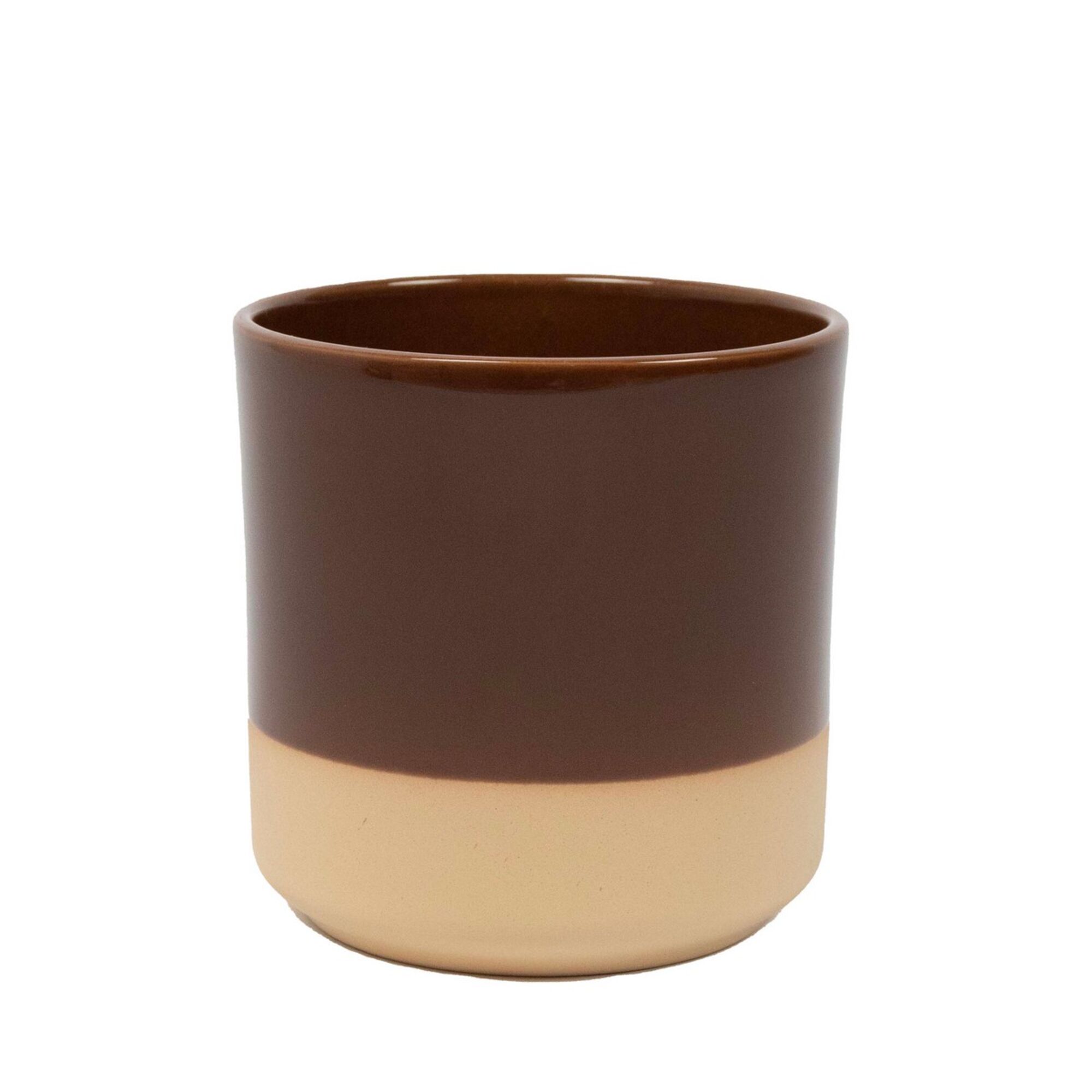 Cylinder Bloempot Keramiek Dip-Dye Bruin