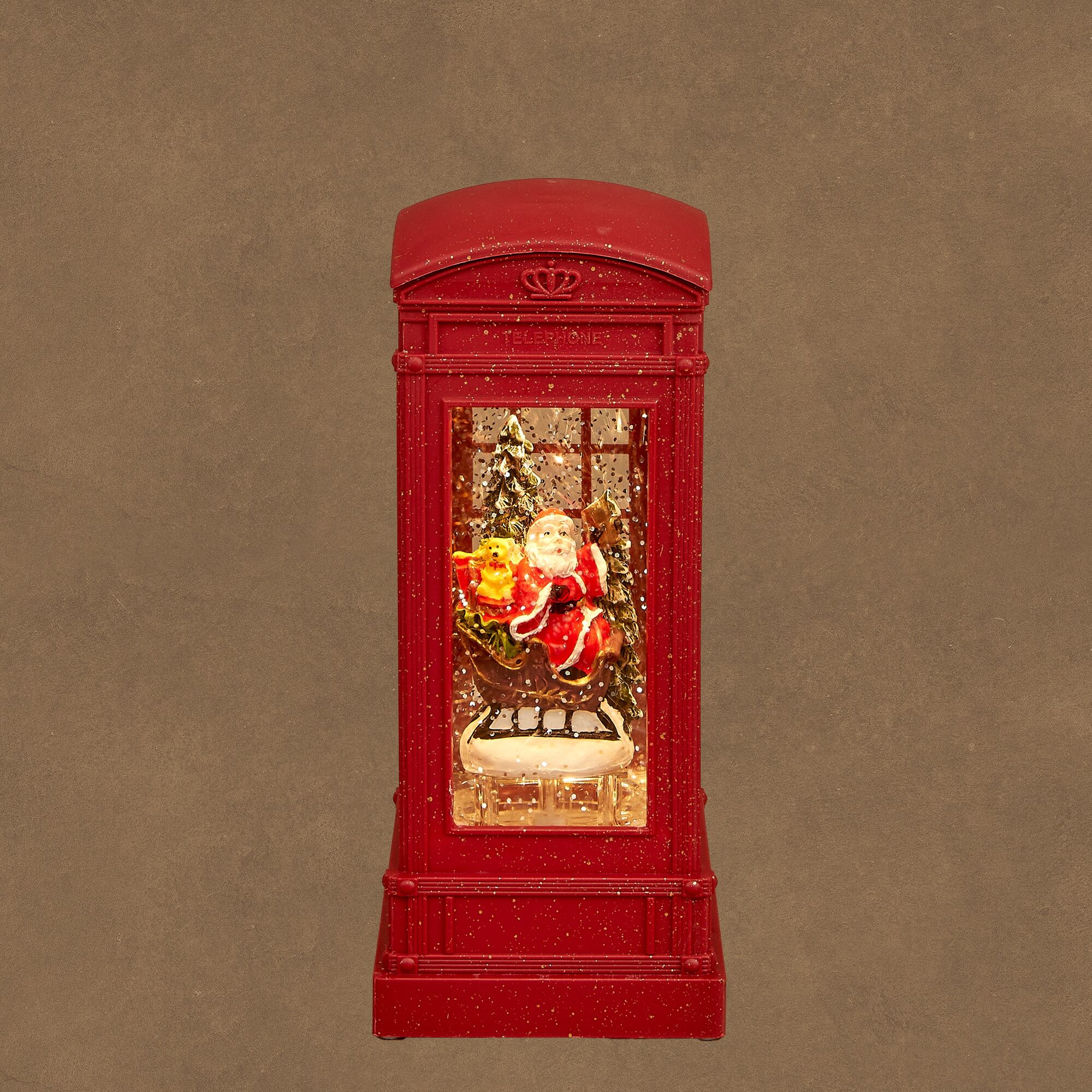Lantaarn kerstfiguur rood led battery operated en timer