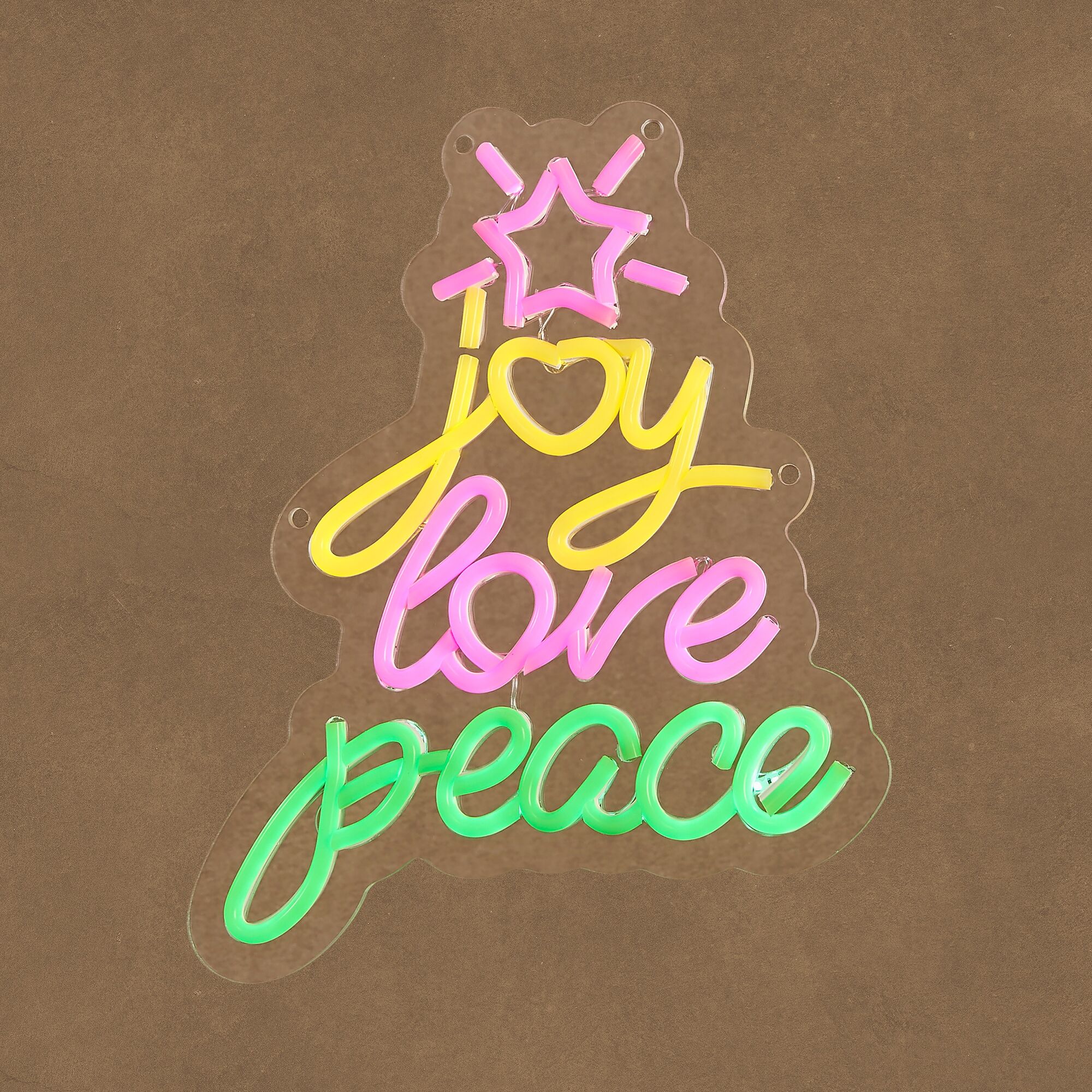 Neon light multicolour joy love peace 100L IP44 adapter included en timer
