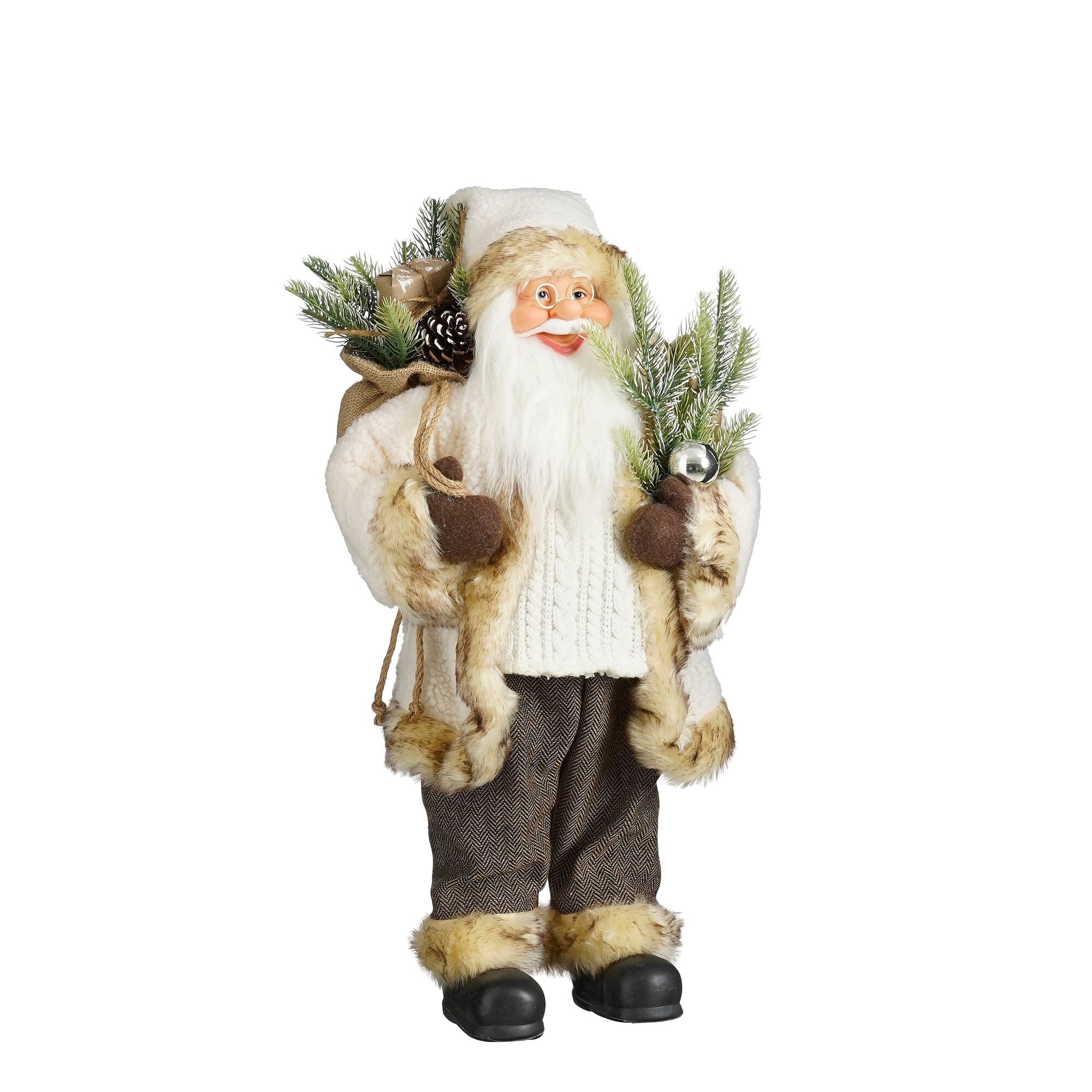 Decoratie kerstman creme