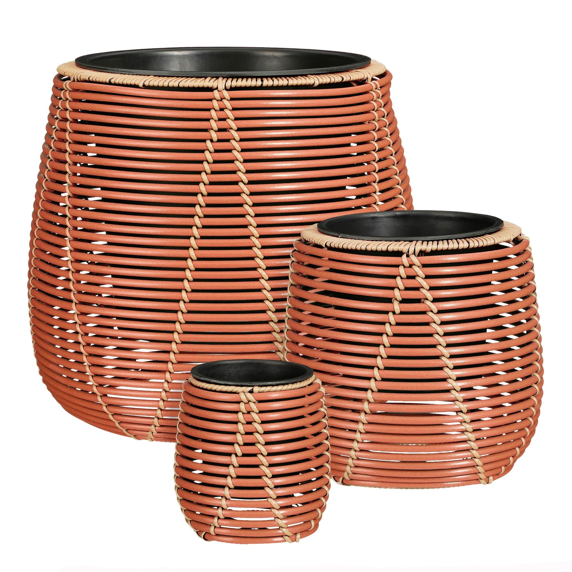 Cancun pot rond rood set van 3