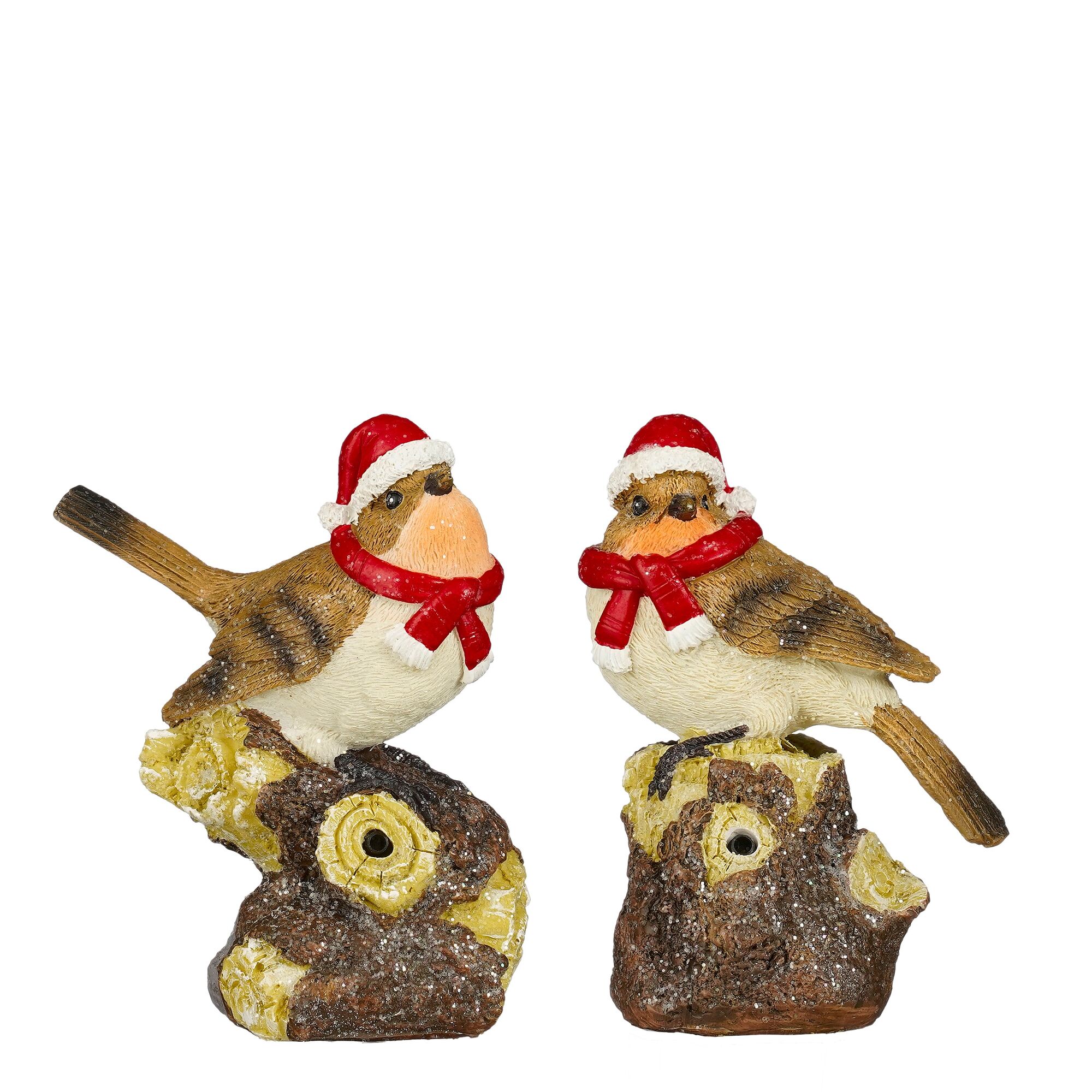 Decoratie vogel kerstmuts rood 2 assorti battery operated