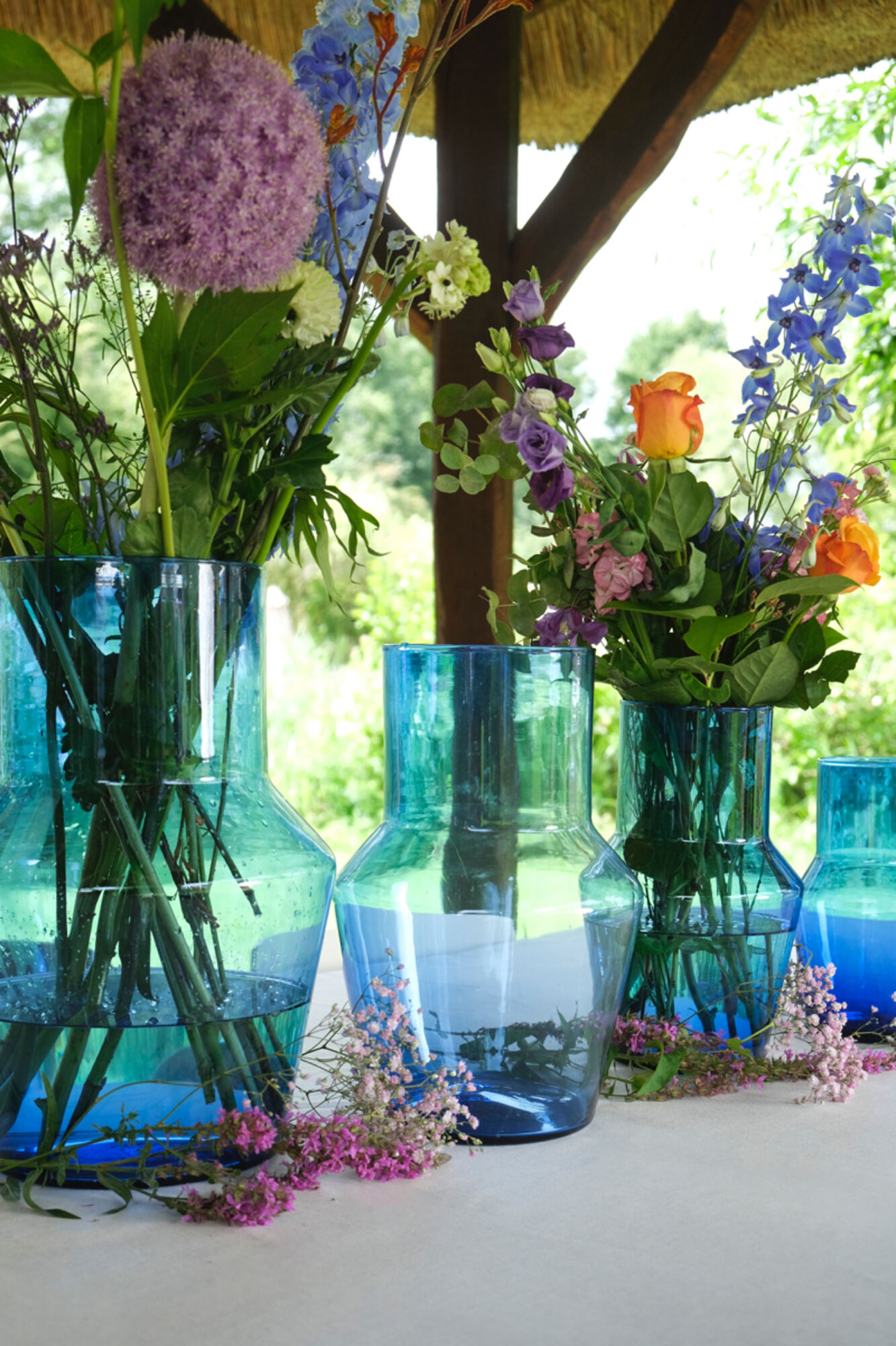 Evie mondgeblazen Recycled Vaas blauw