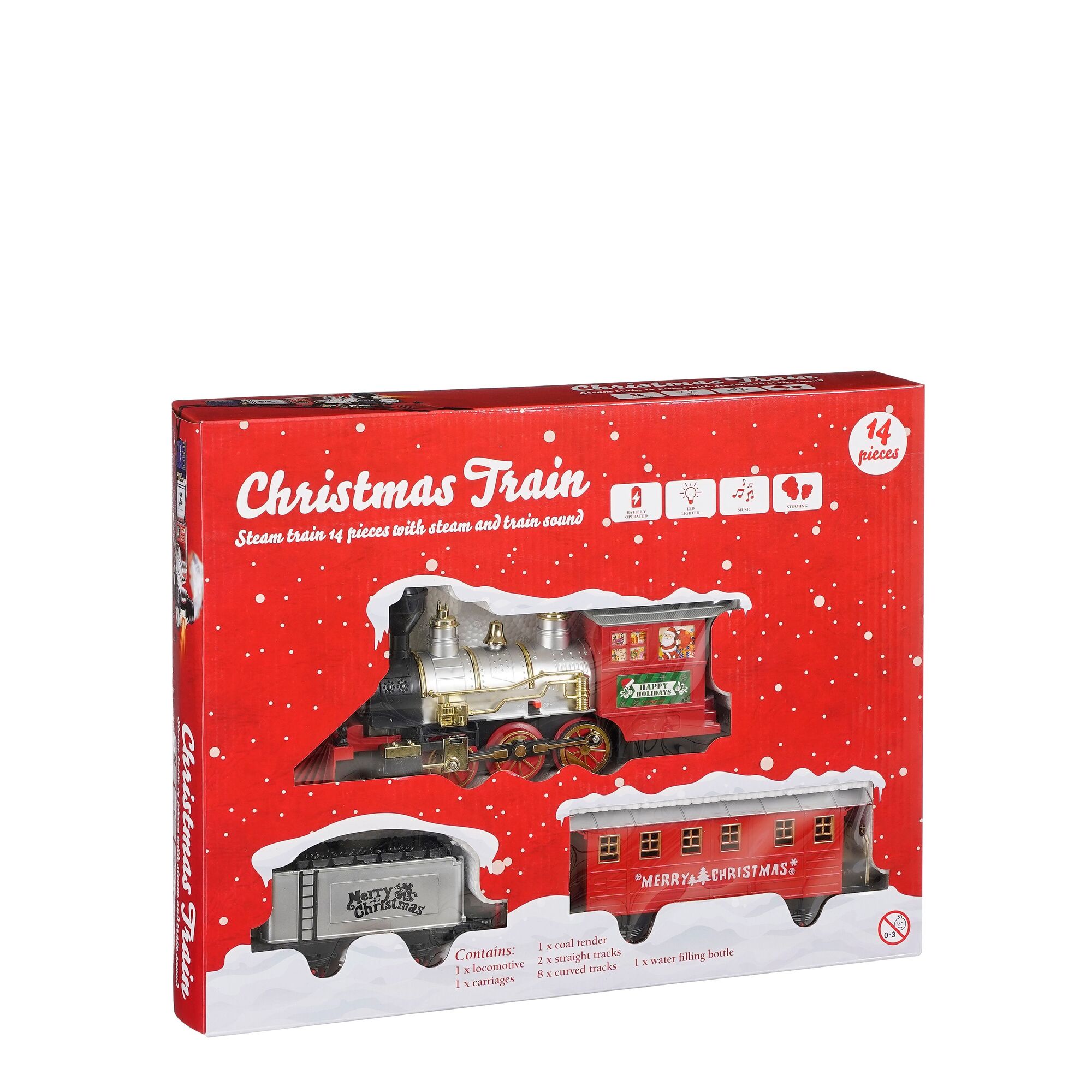 Trein rood 14 stuks with steam and train sound battery operated