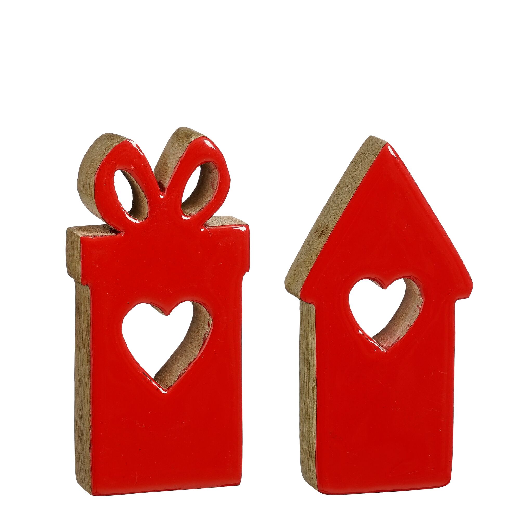 Decoratie huis cadeau rood 2 assorti FSC 100%