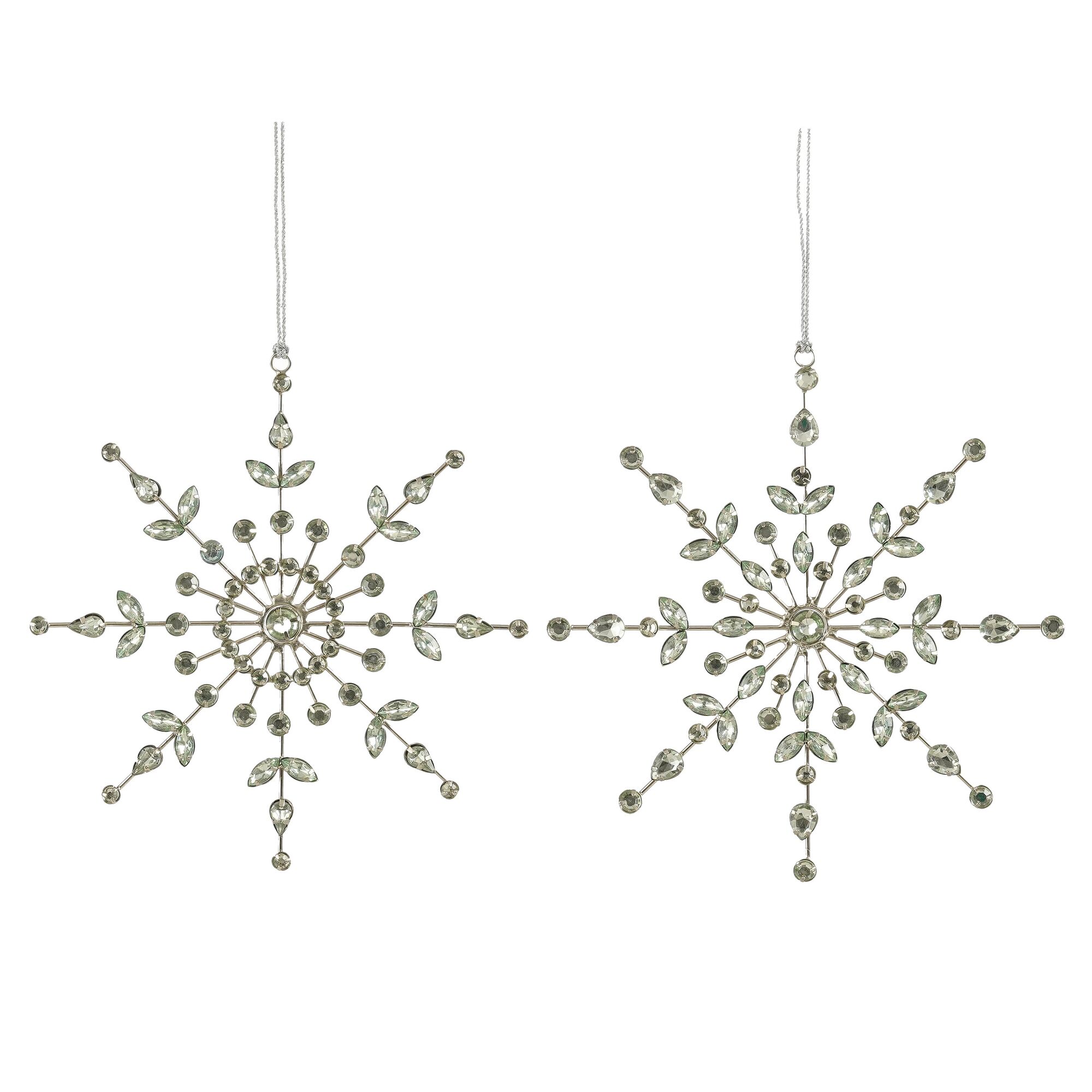 Ornament sneeuwvlok l.groen 2 assorti