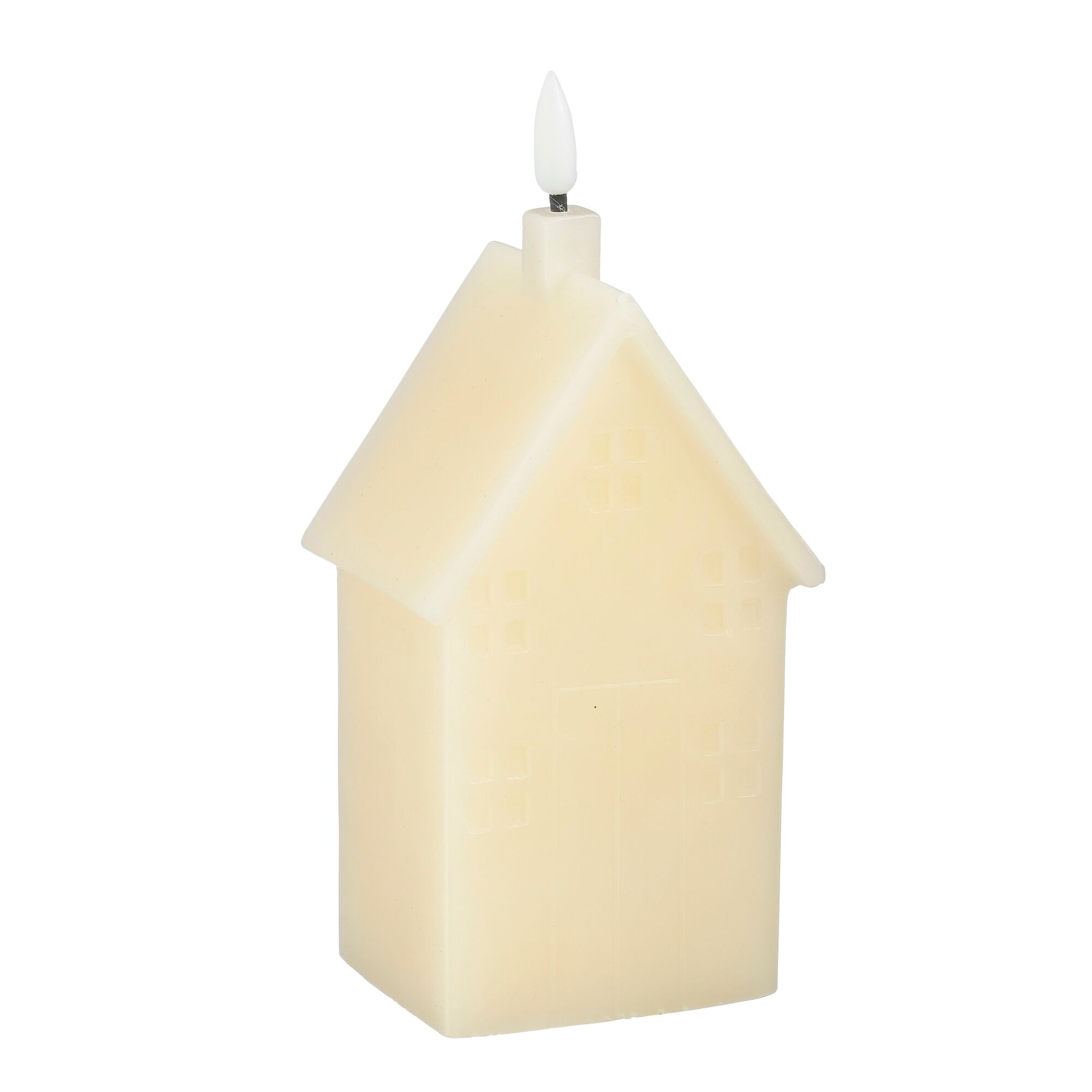 Kaars led huis creme warm wit battery operated en timer
