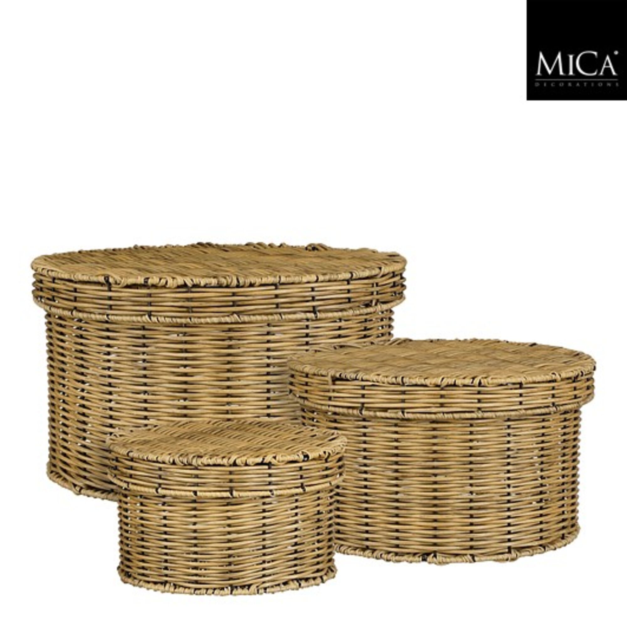 Liam opbergmand rond recycled polyester bruin set van 3