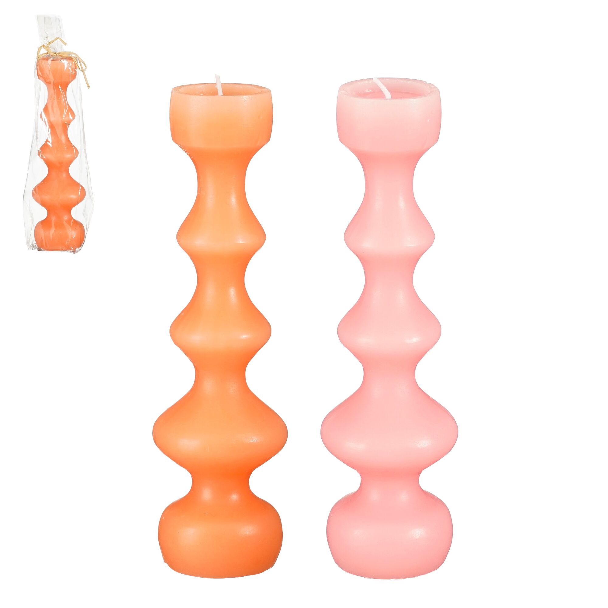 Kaars oranje roze 2 assorti