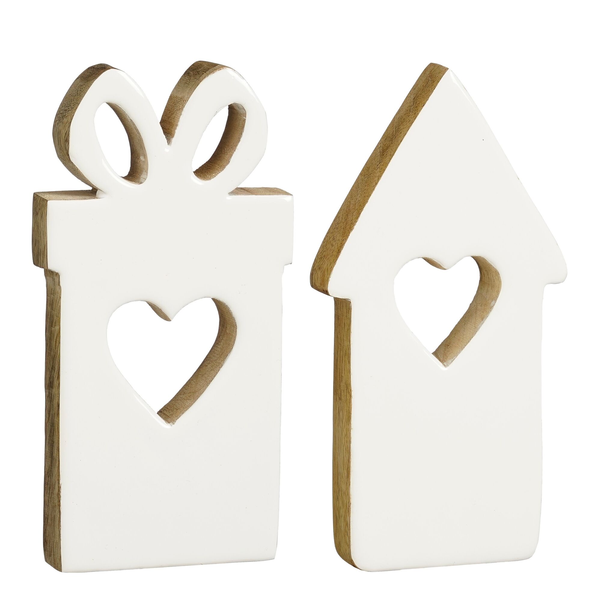 Decoratie huis cadeau wit 2 assorti FSC 100%