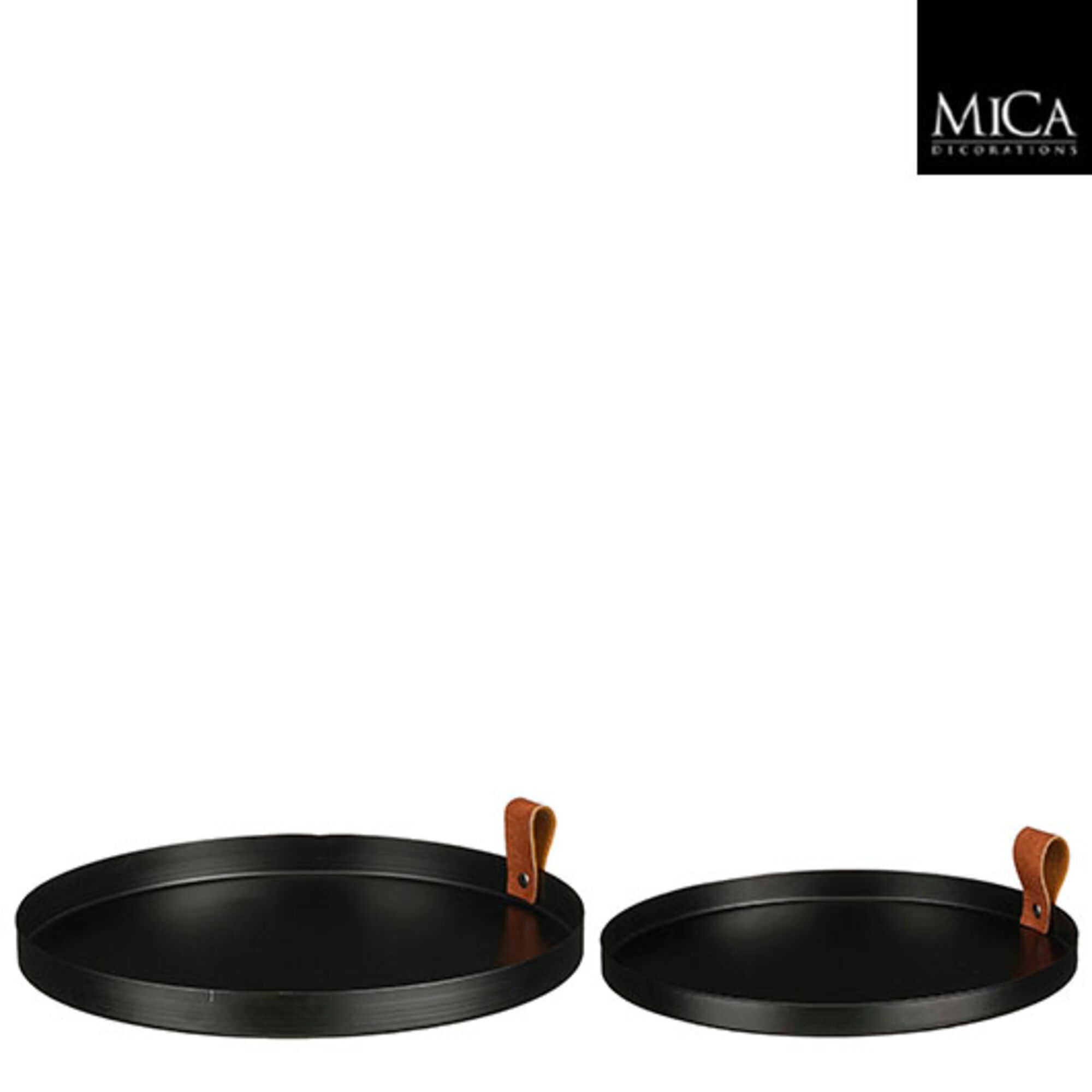 Cadiz decoratie tray rond zwart set van 2