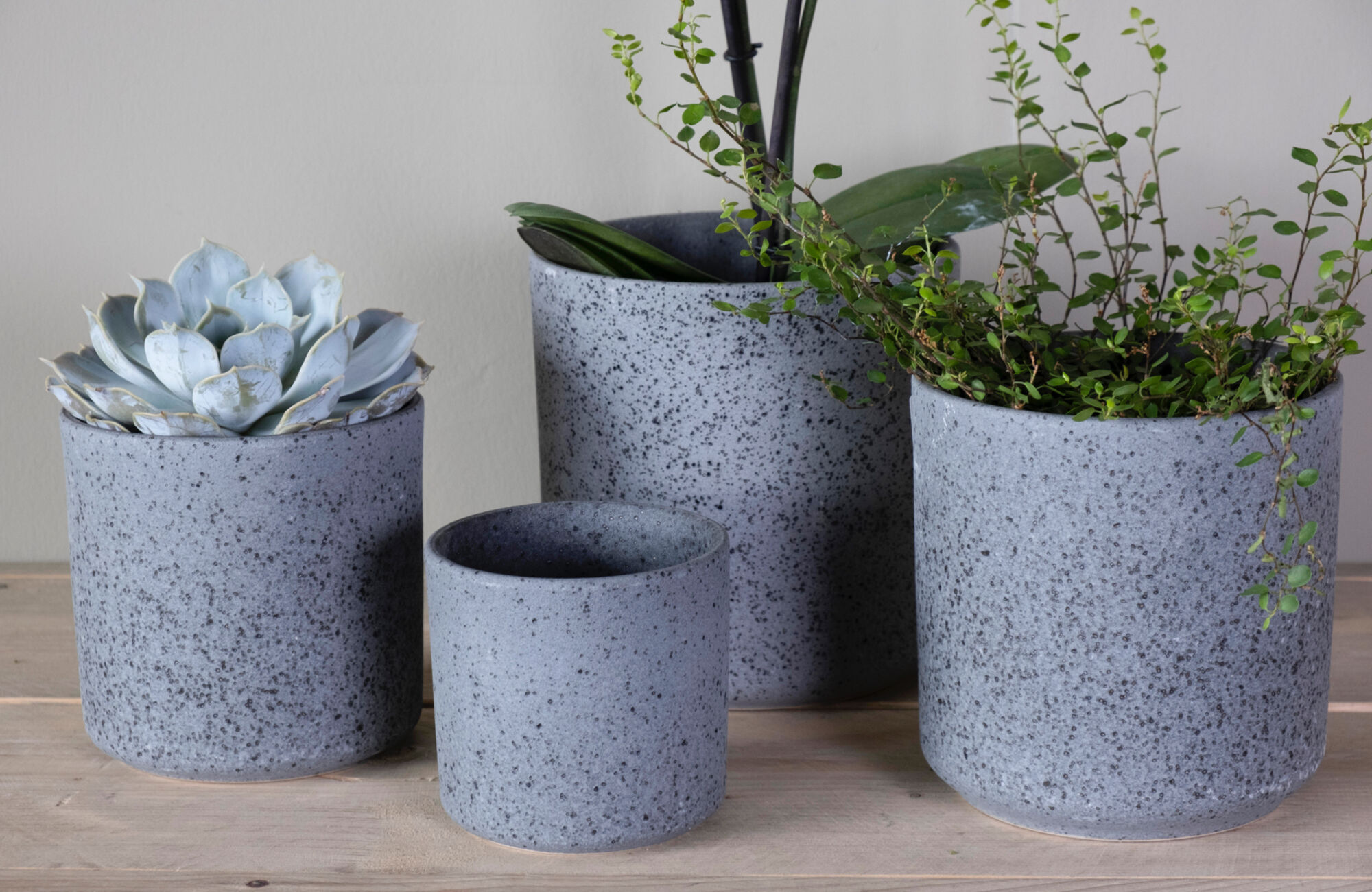 Cylinder Bloempot Keramiek zwart