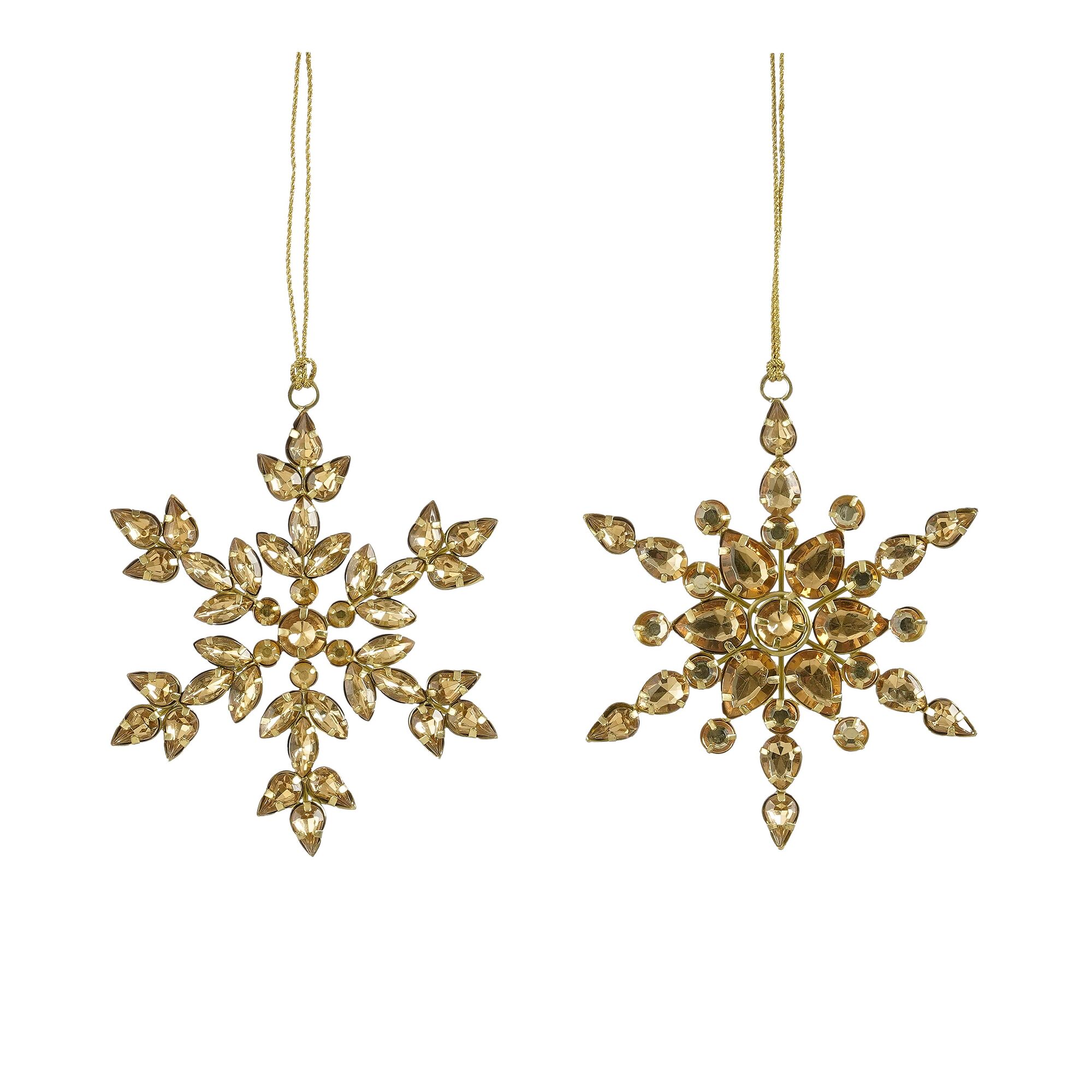 Ornament sneeuwvlok goud 2 assorti