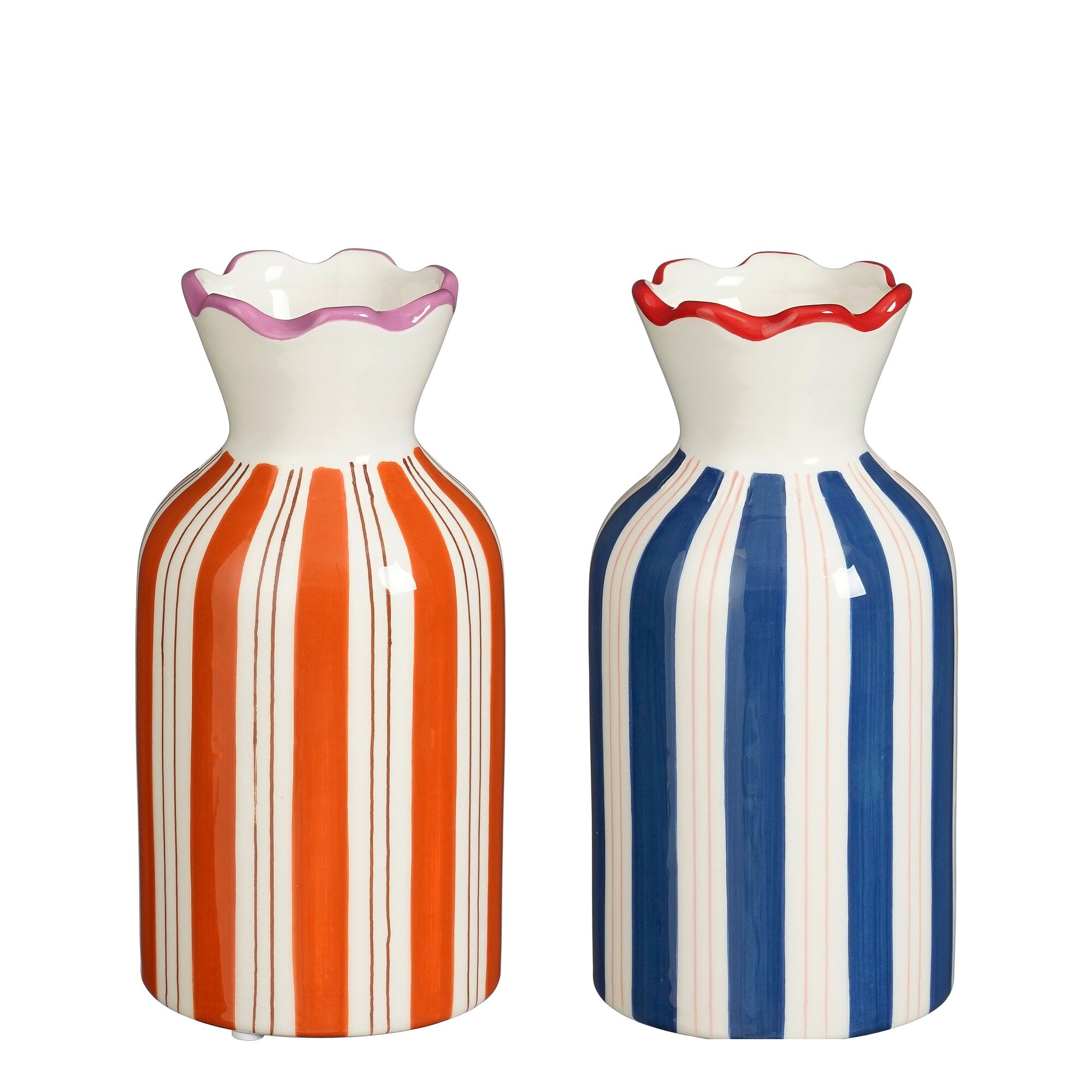 Vaas streep blauw oranje 2 assorti