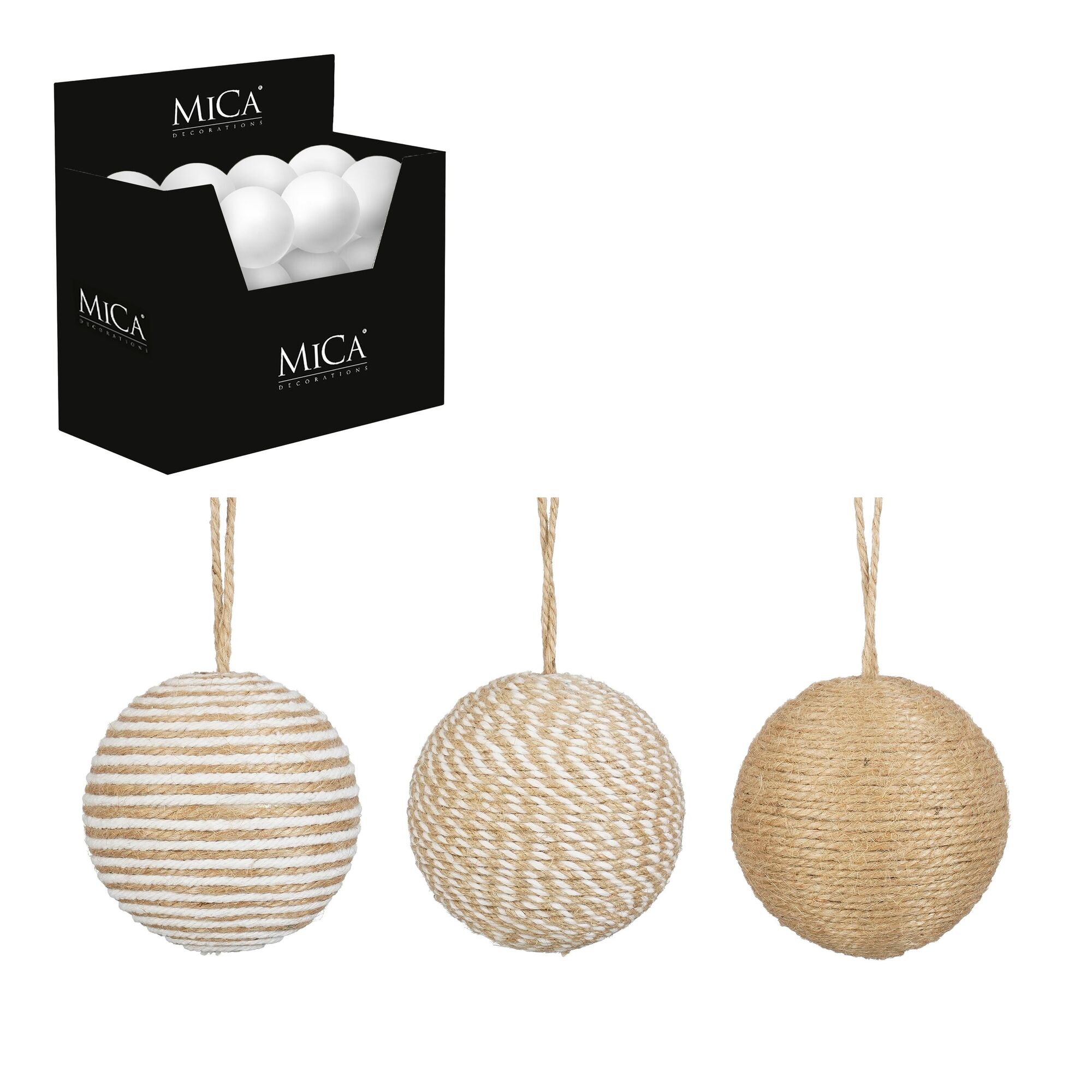 Ornament bal bruin 3 assorti display
