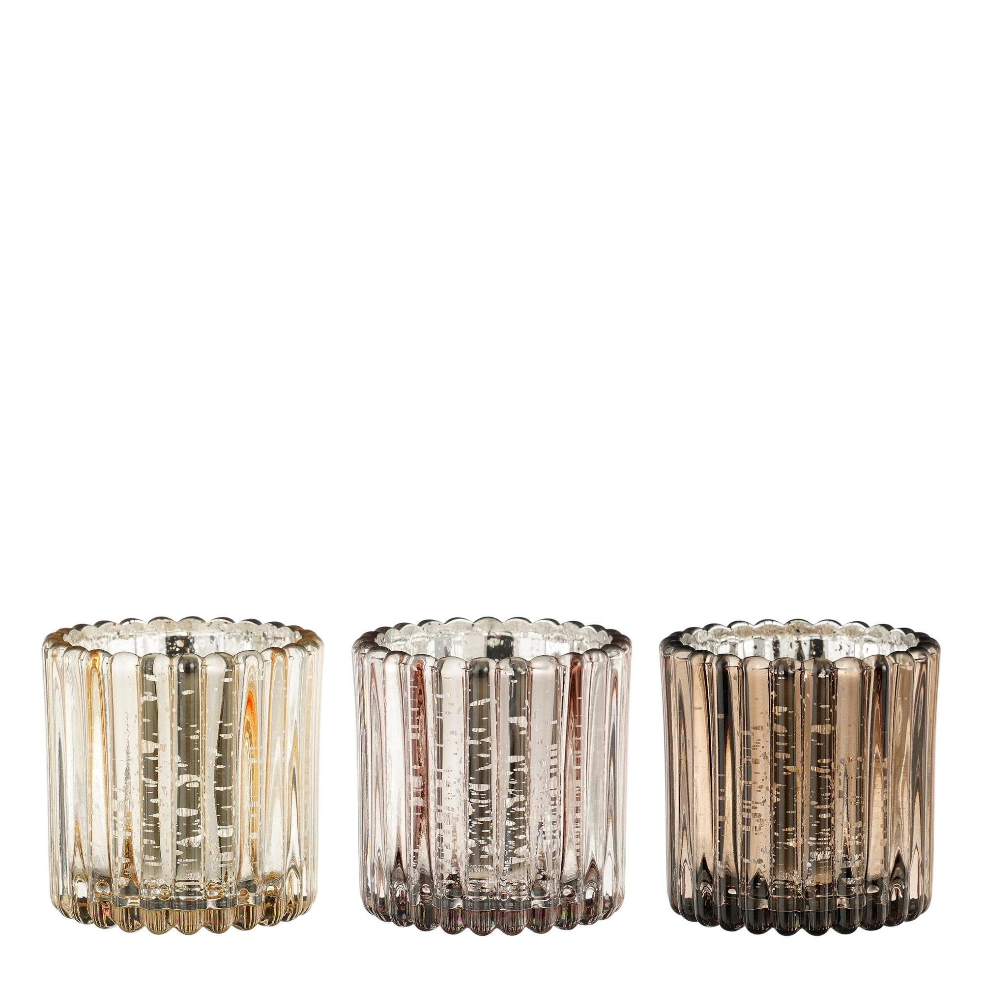 Theelicht houder l.roze goud koper 3 assorti