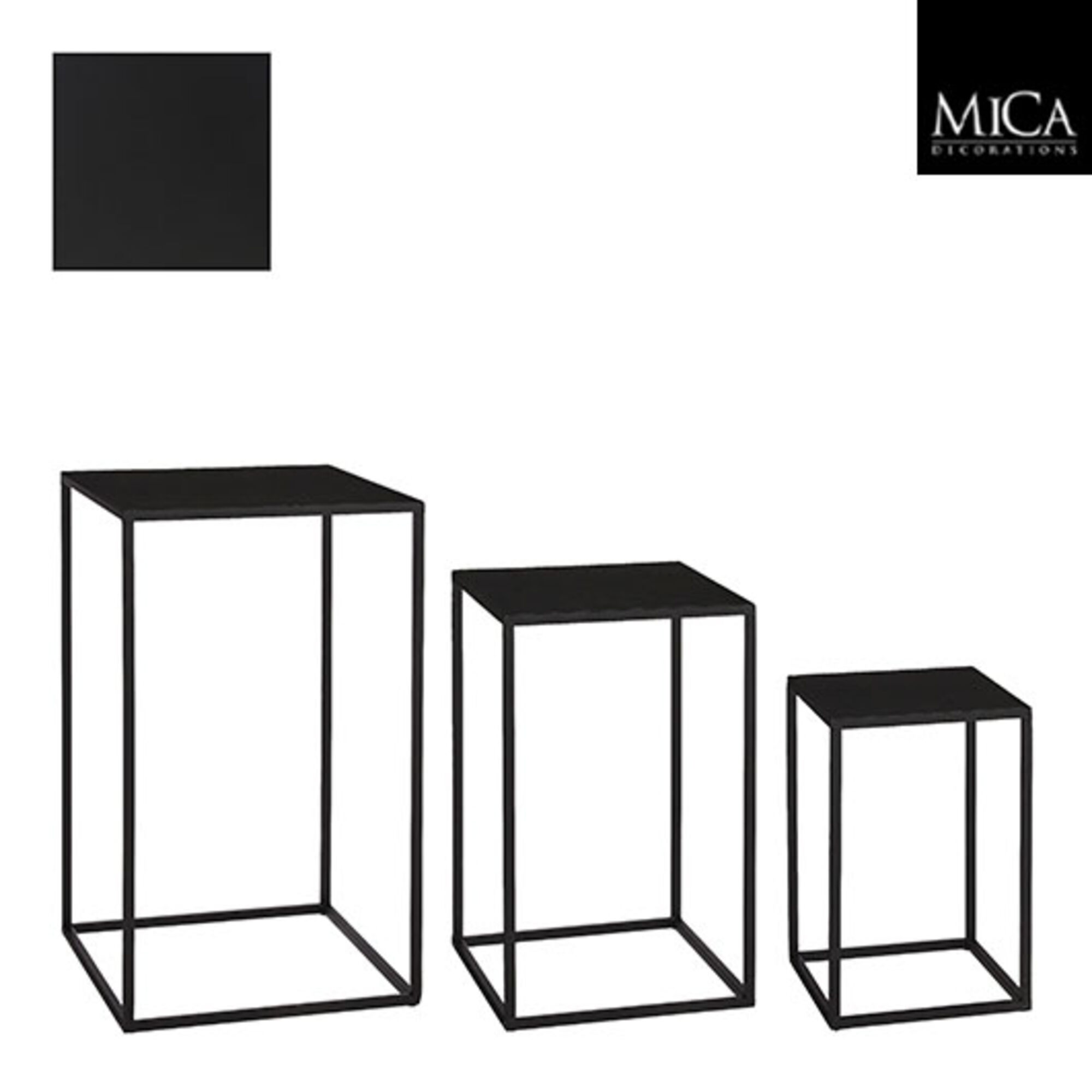 Quinty bijzettafel zwart set van 3