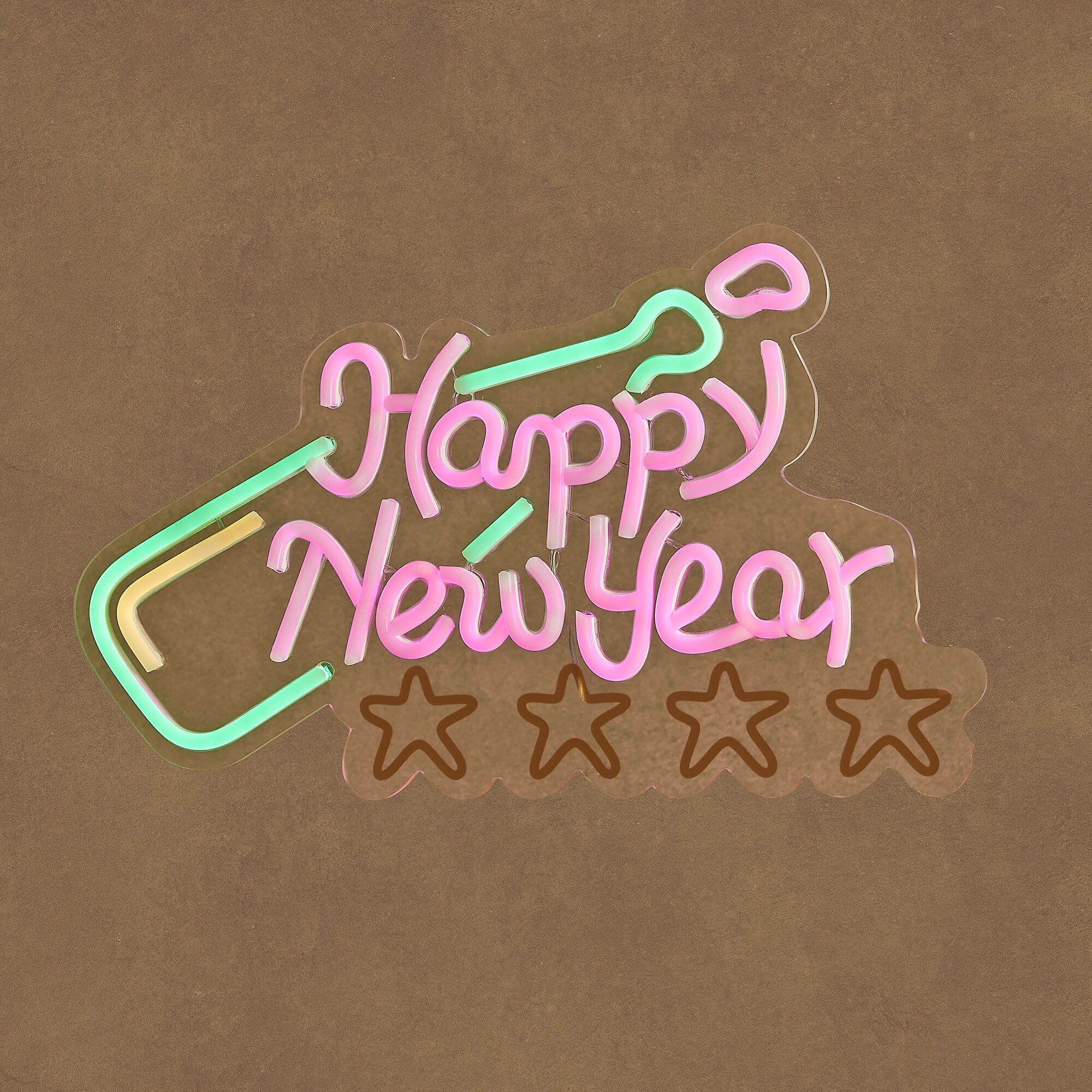 Neon light multicolour Happy New Year 268L IP44 adapter included en timer