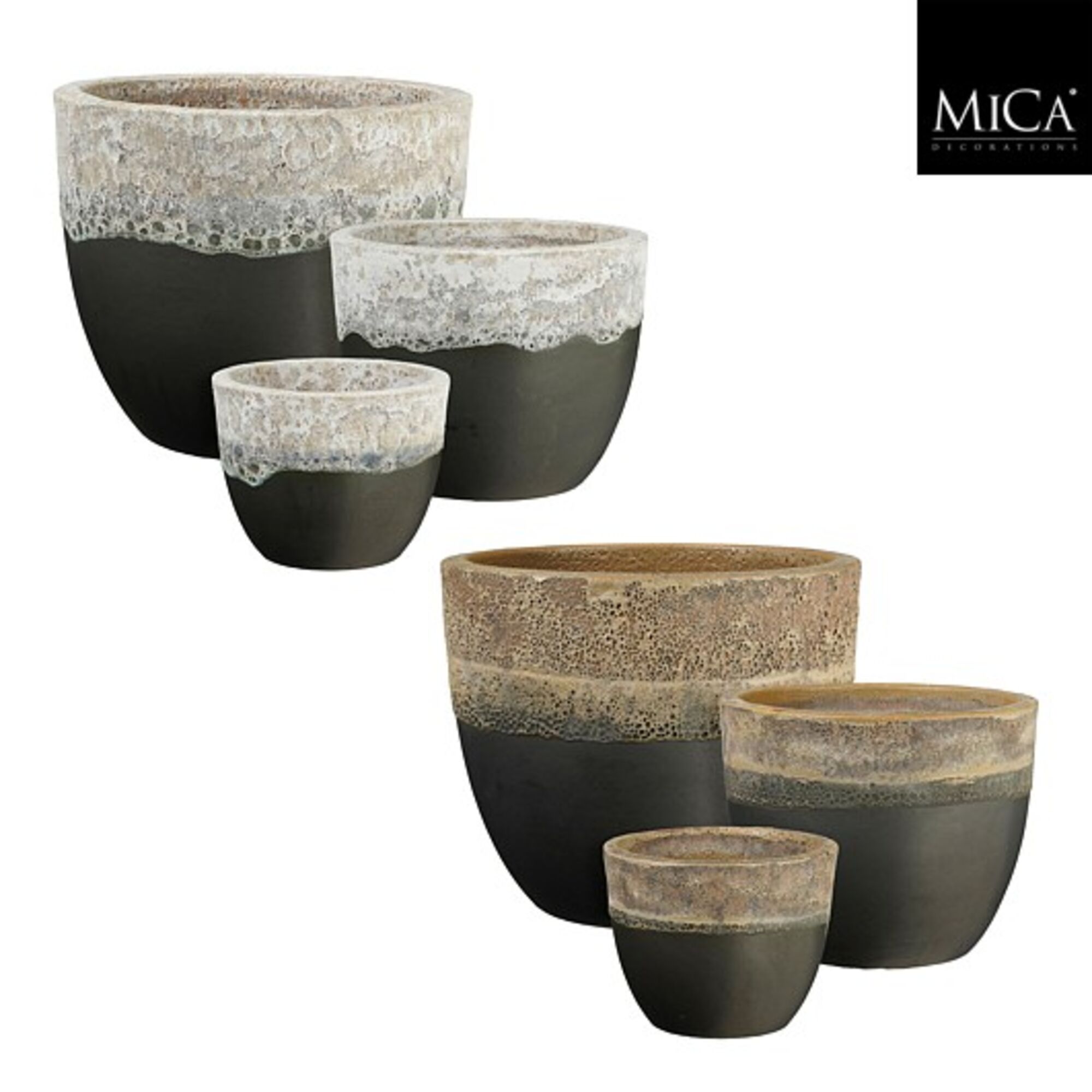 Picchu pot rond off white antraciet