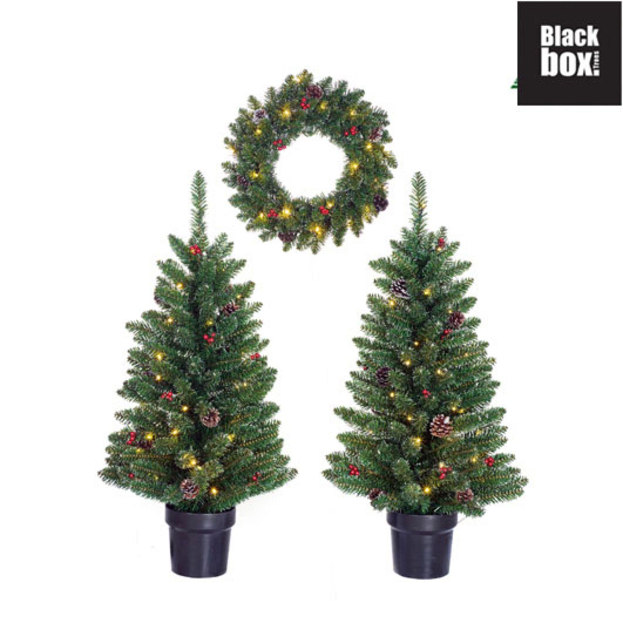 Creston set led werkt op batterijen kerstboom 2pcs 40L krans 1pcs 20L