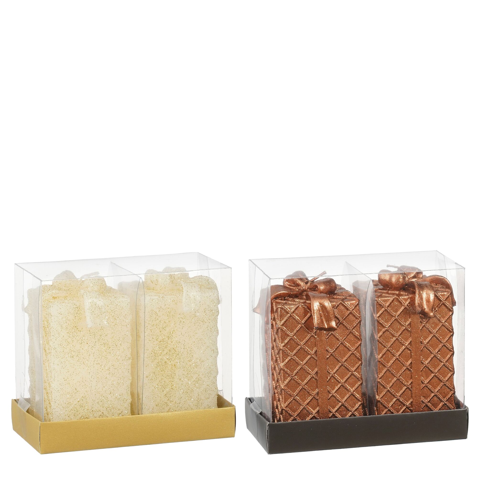 Kaars cadeau wit koper 2 assorti 2stuks