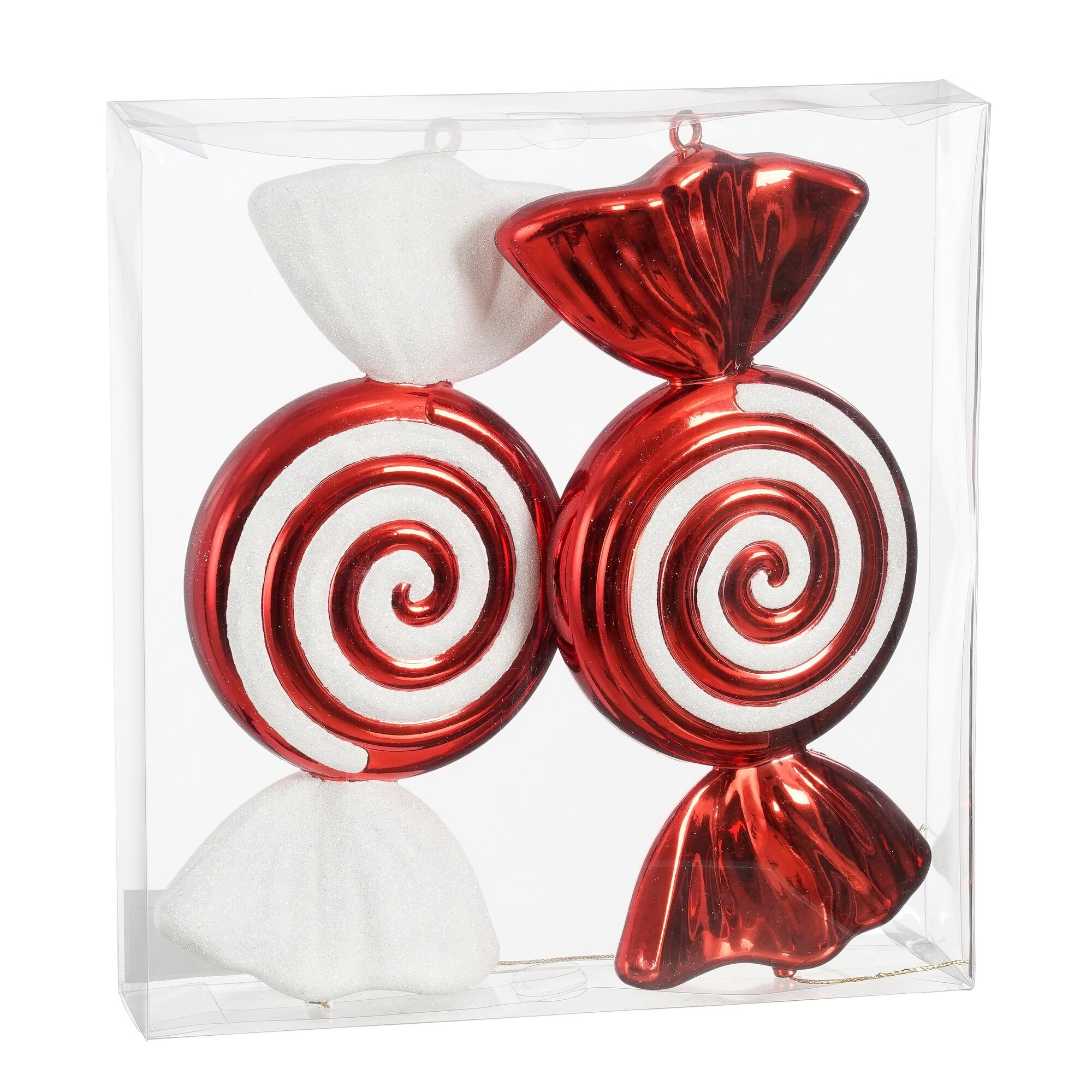Ornament snoep rood 2 stuks