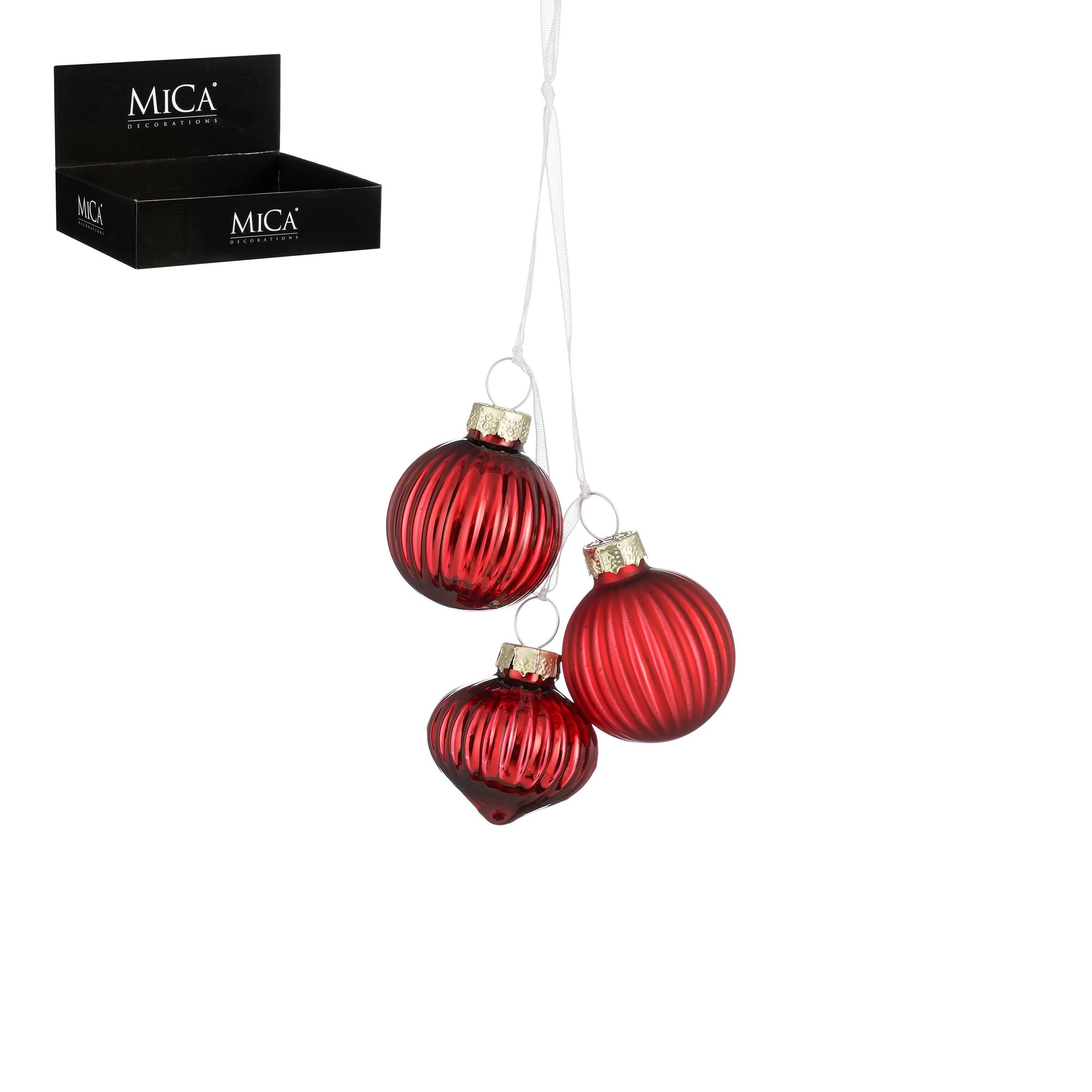 Bal glas rood 3 pieces bundle 48 stuks display