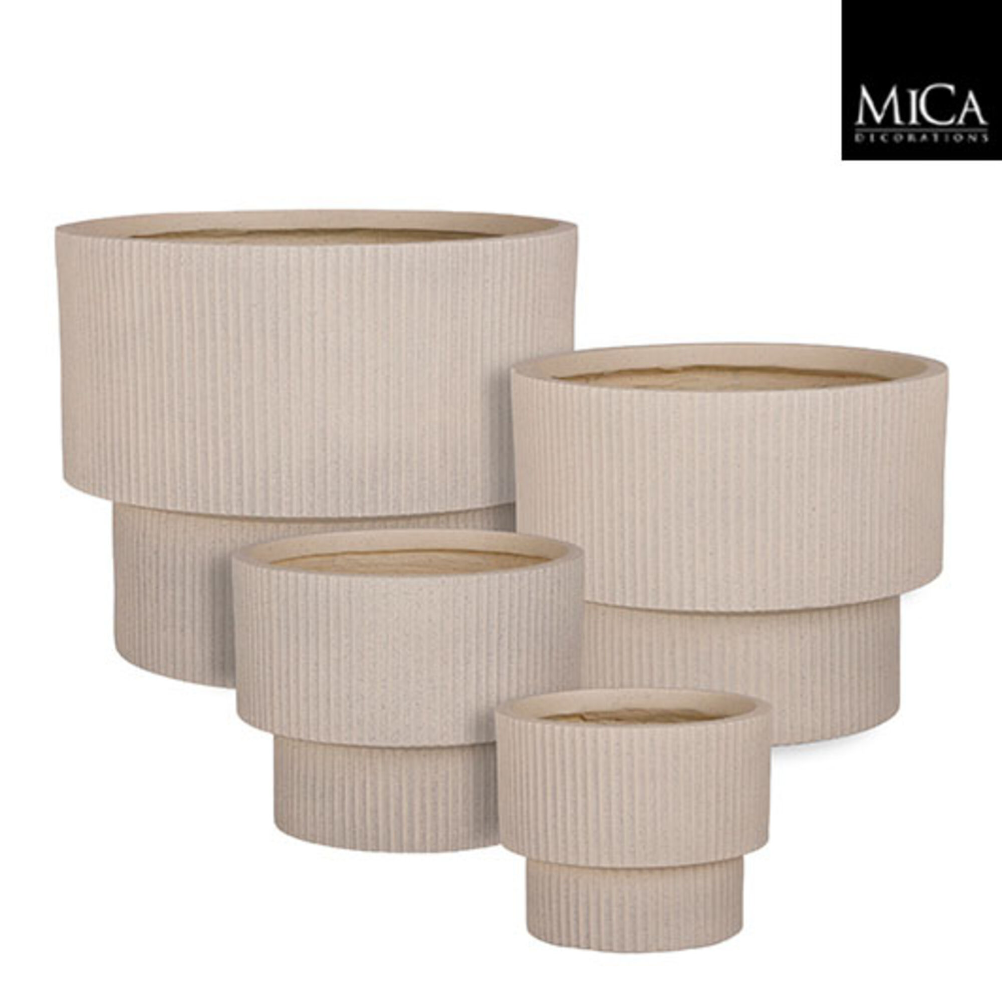Quito pot rond beige set van 4