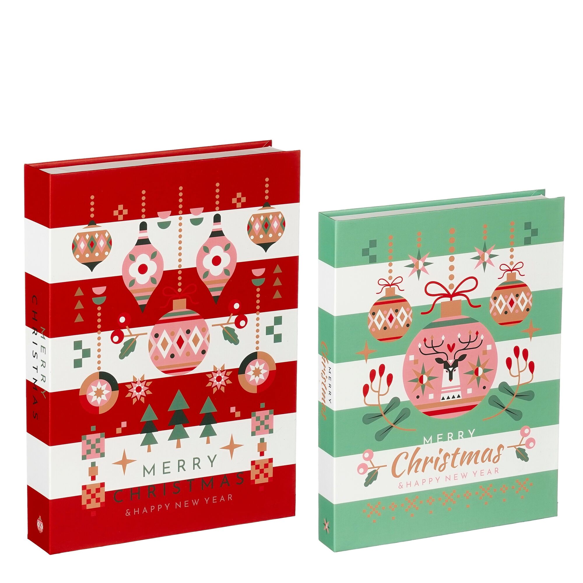 Decoratie boek christmas groen rood set van 2 FSC Recycled