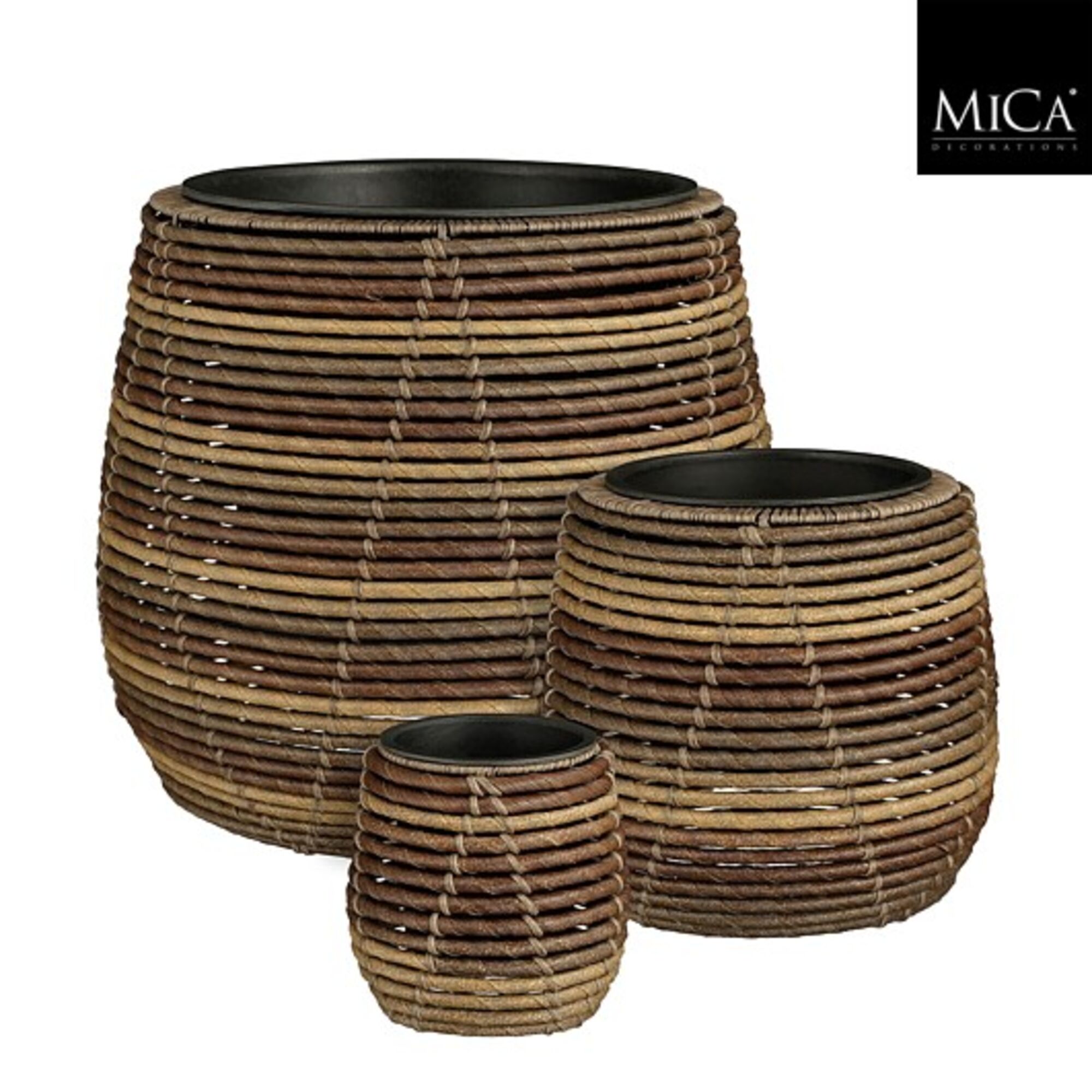 Cancun pot rond bruin set van 3