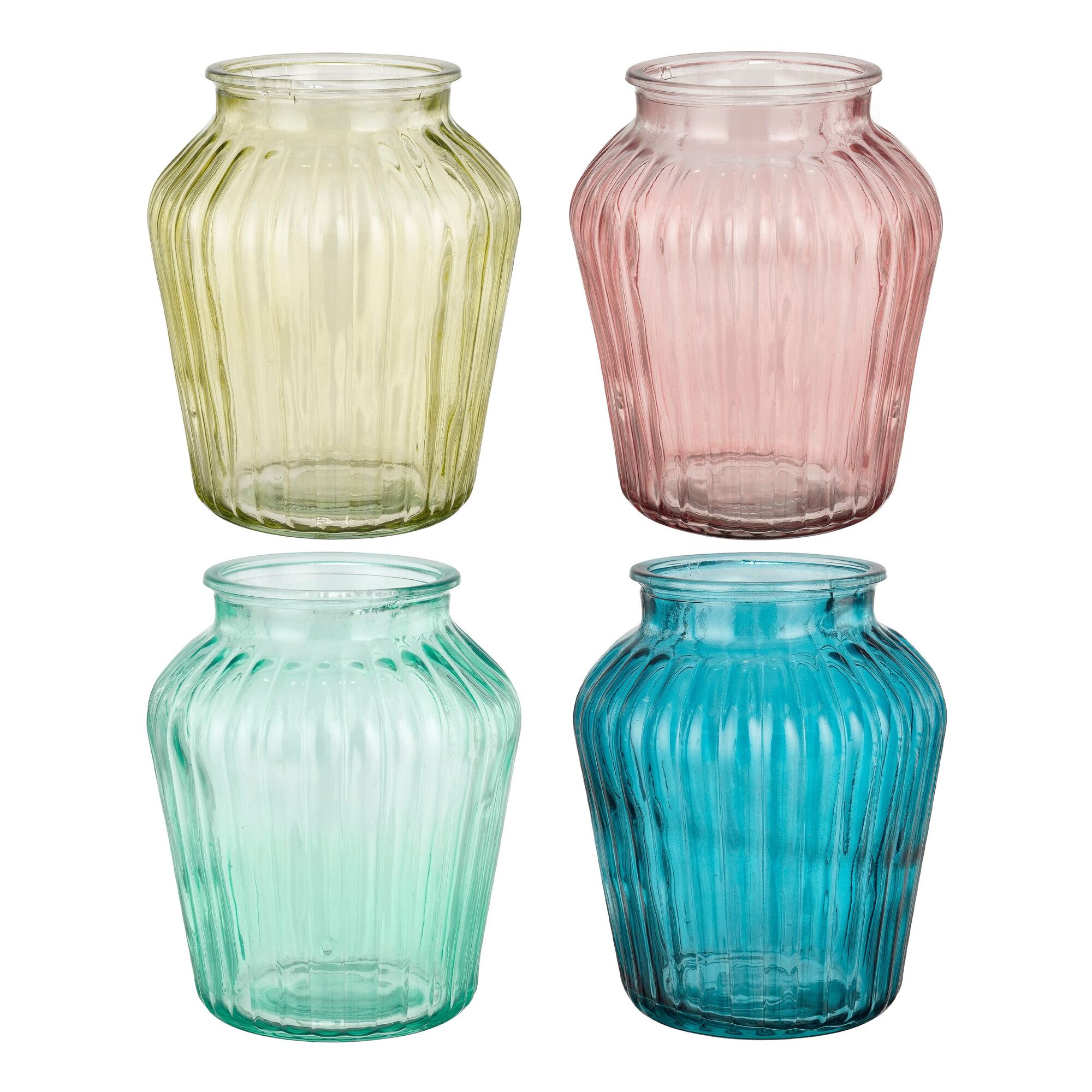 Francis vaas glas roze geel l.groen blauw 4 assorti PDQ