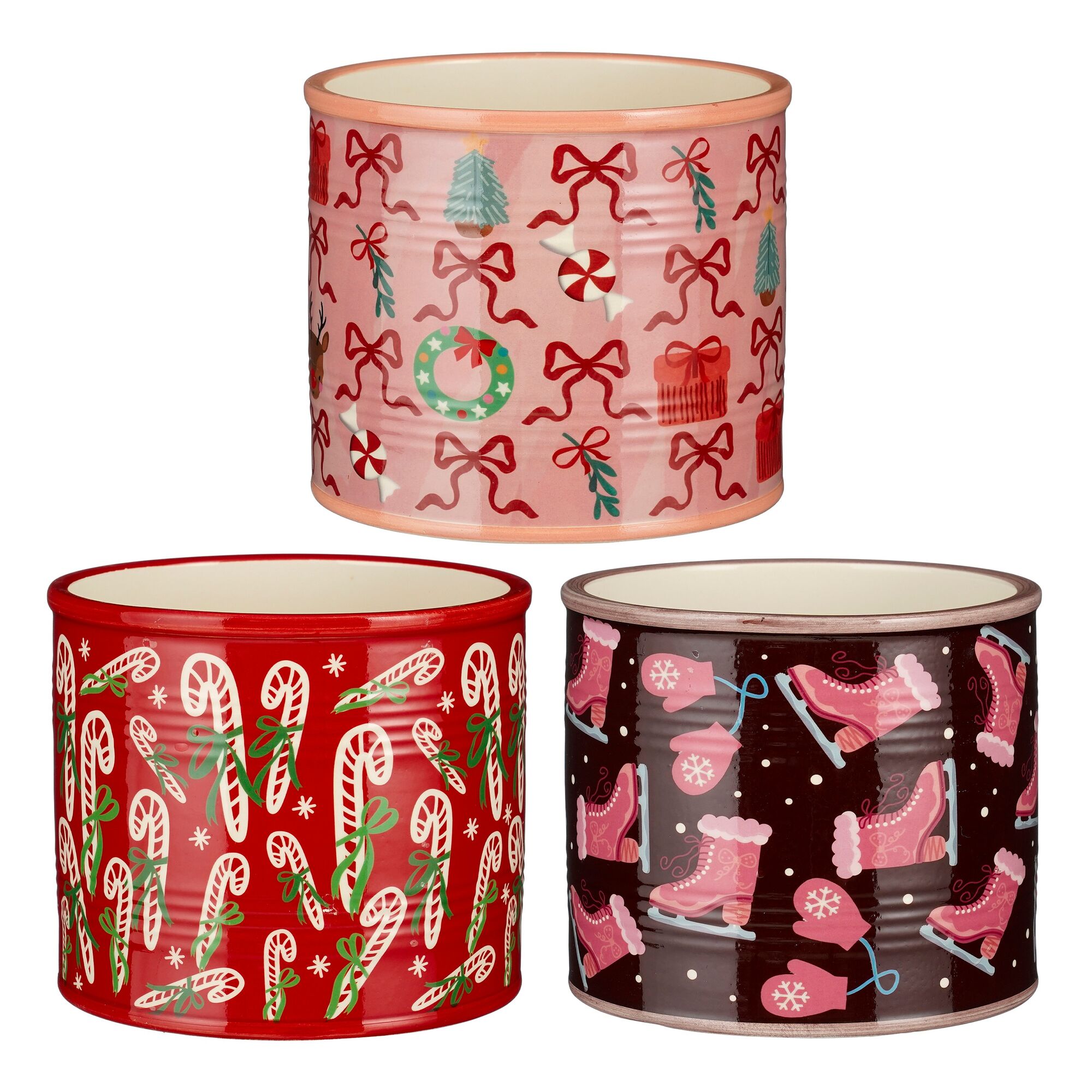 Pot christmas rood paars roze 3 assorti