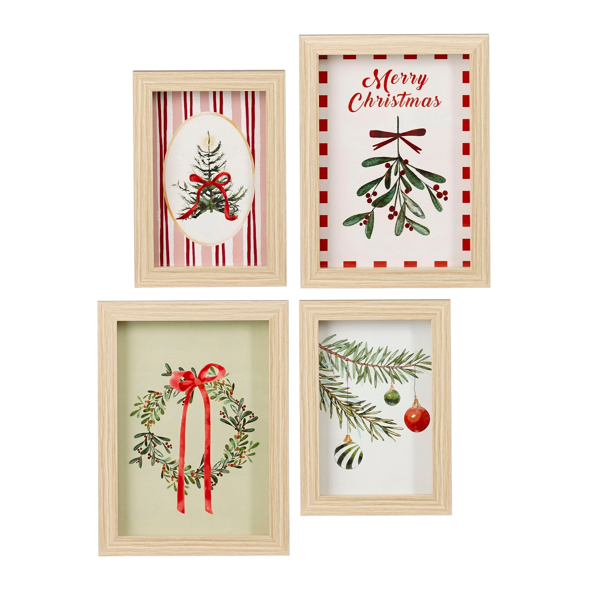 Muurdecoratie rood 4 stuks FSC Mix