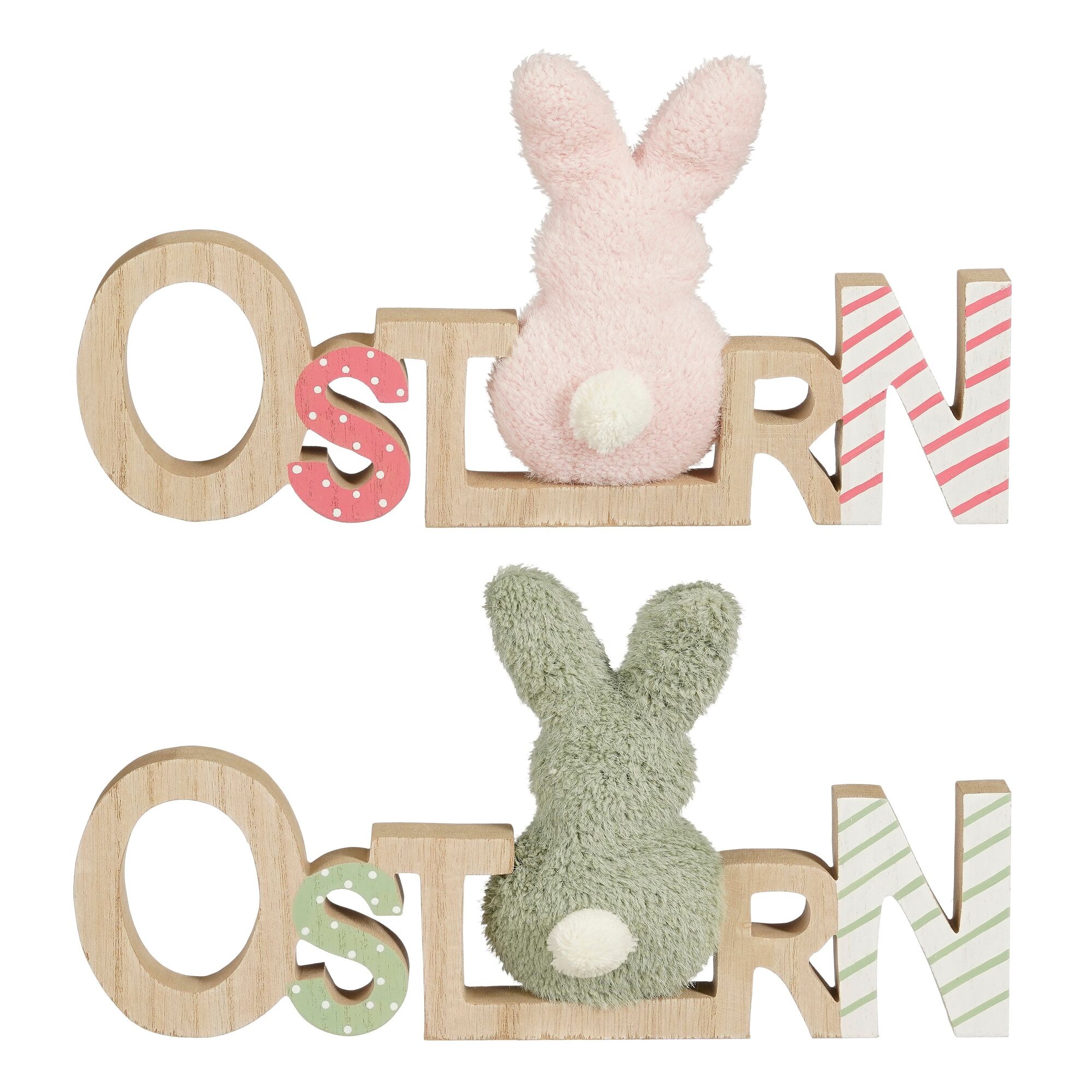 Decoratie OSTERN l.roze groen 2 assorti FSC 100%