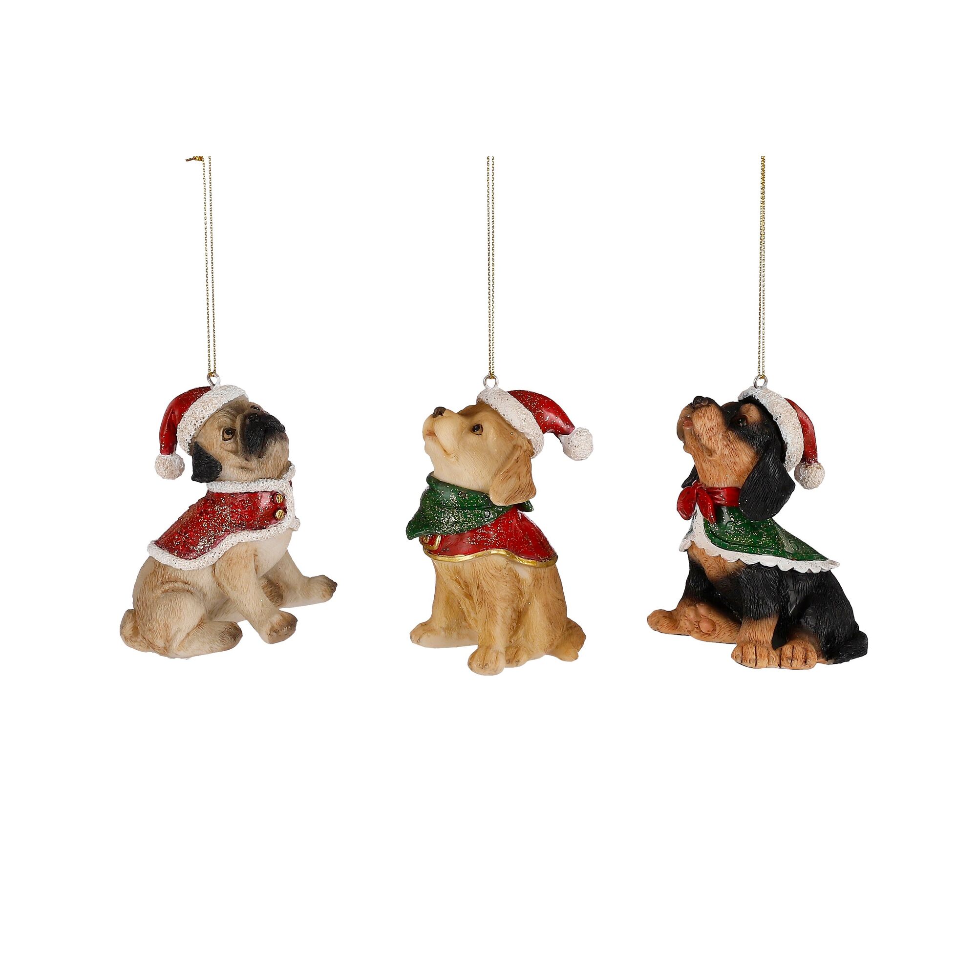 Ornament hond bruin 3 assorti