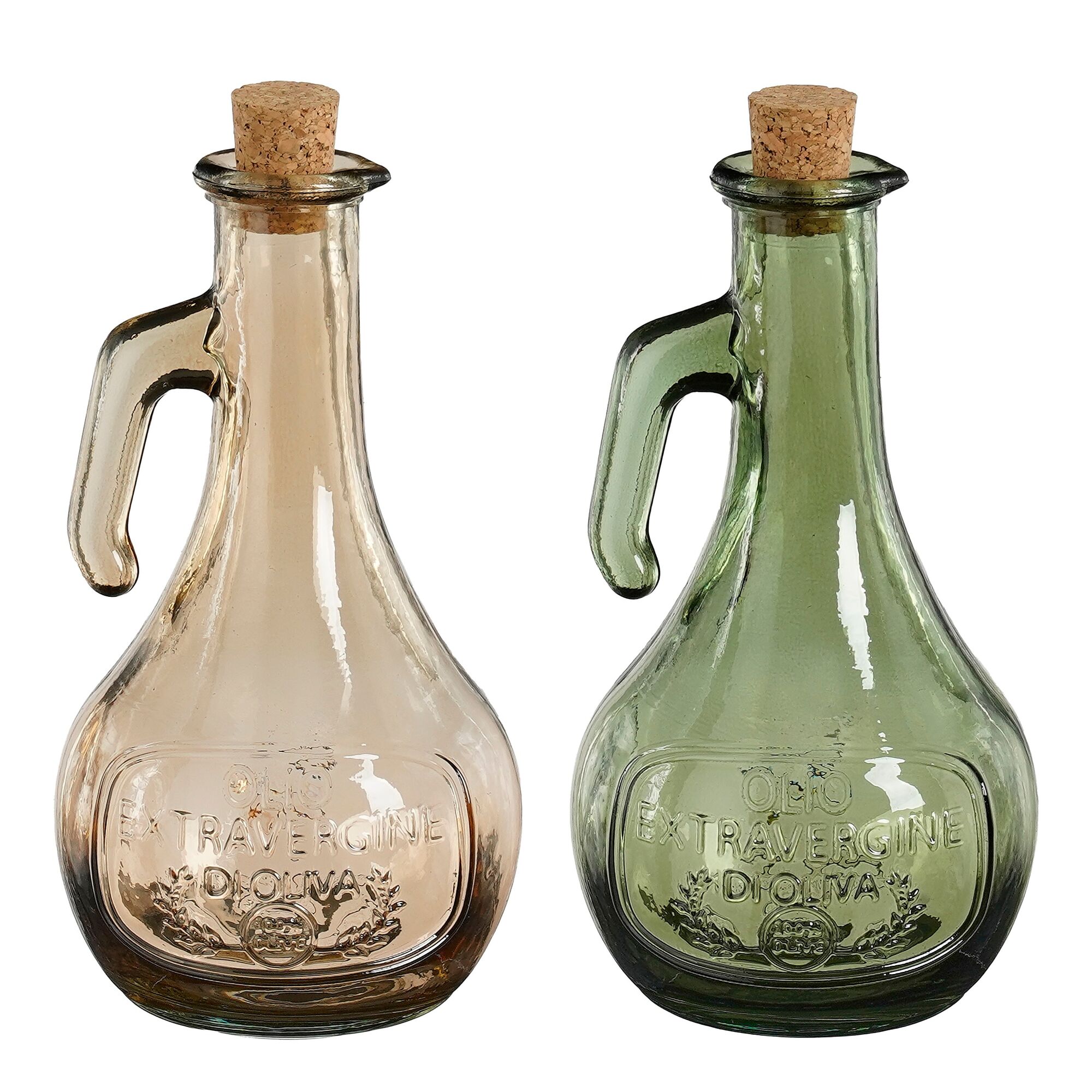 Oliefles recycled glas groen beige 2 assorti