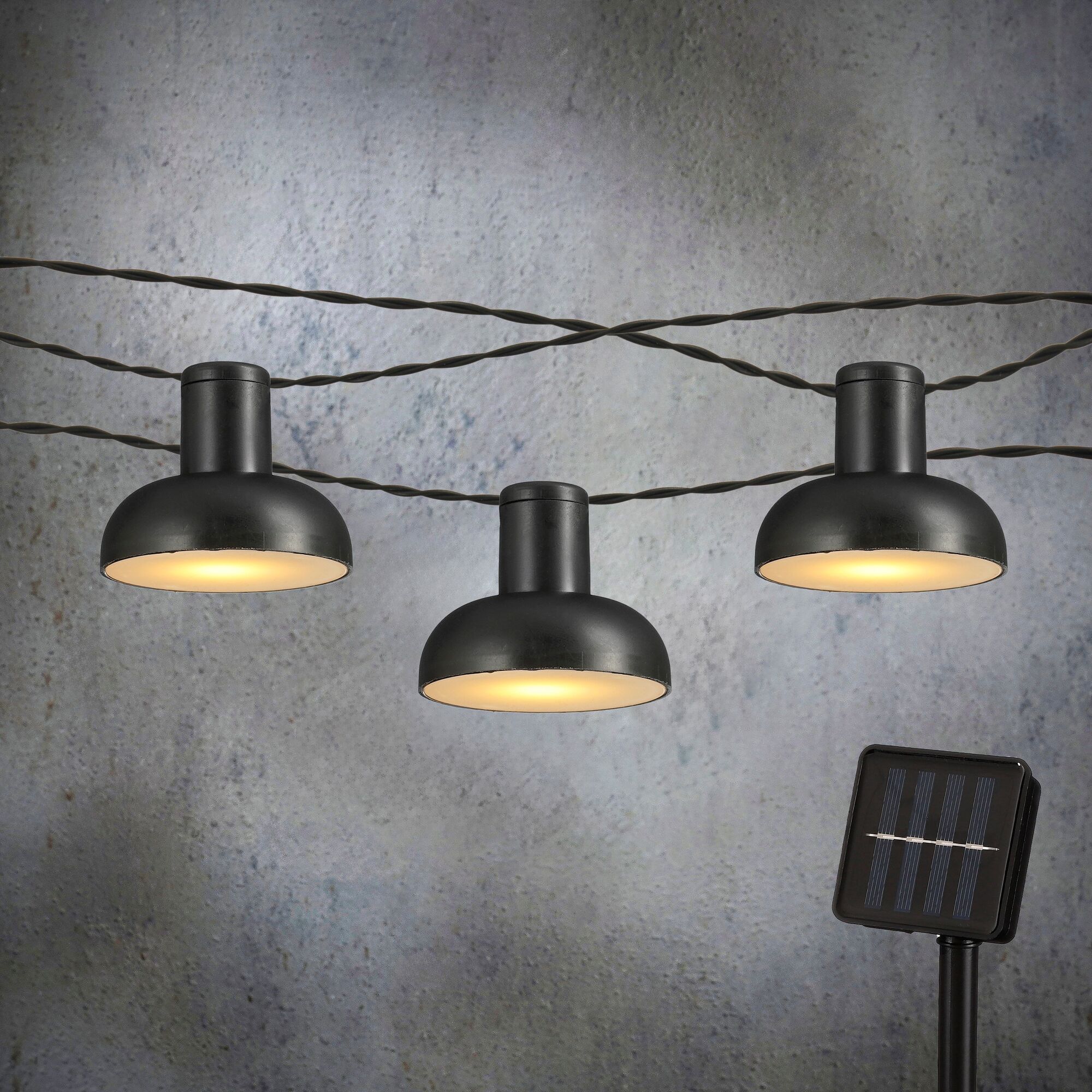 Solar party lights zwart warm wit 10 led bulbs IP44