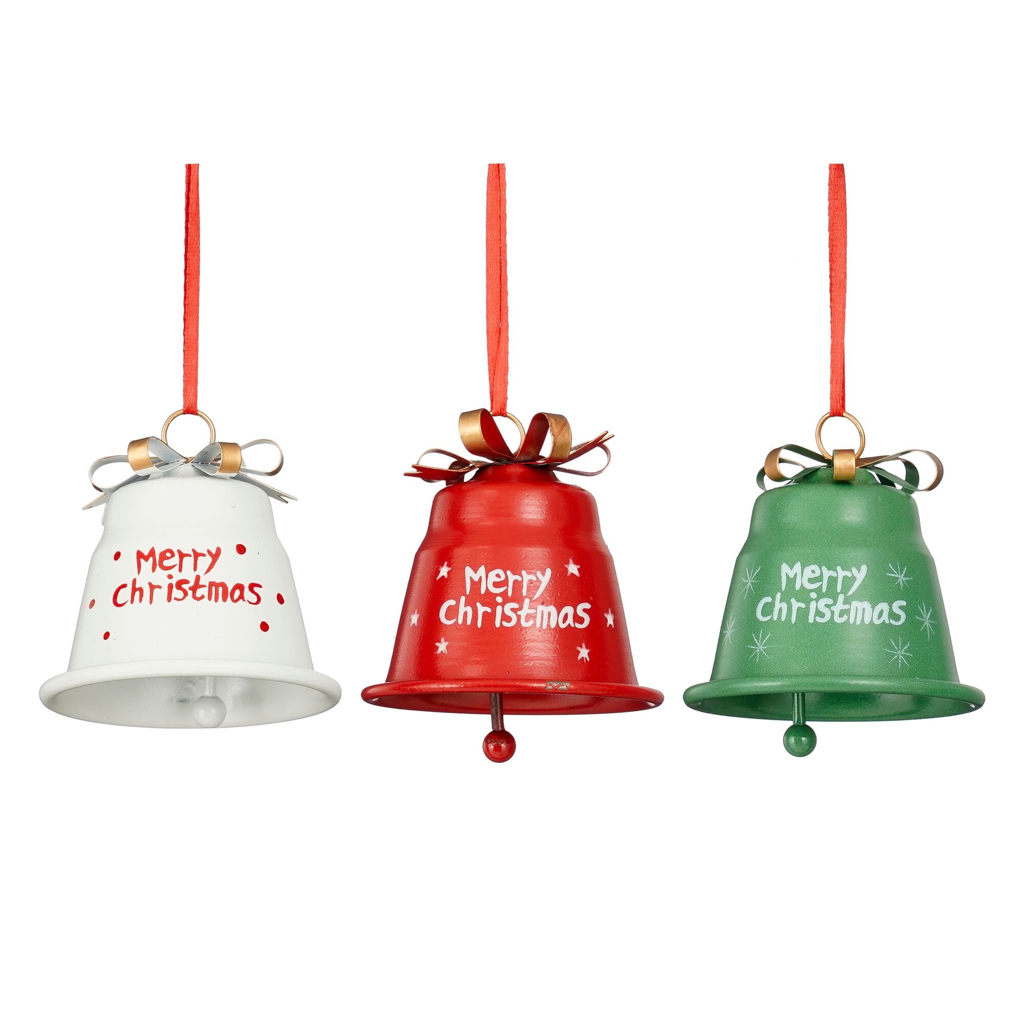 Ornament bel rood wit groen 3 assorti