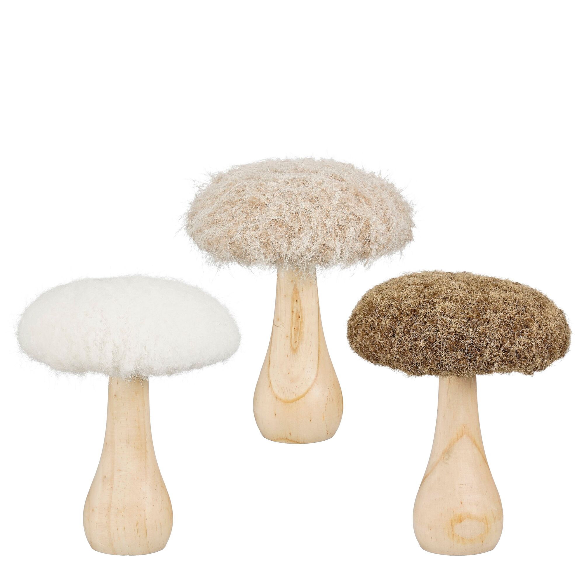 Decoratie paddestoel wit l.bruin bruin 3 assorti FSC 100%