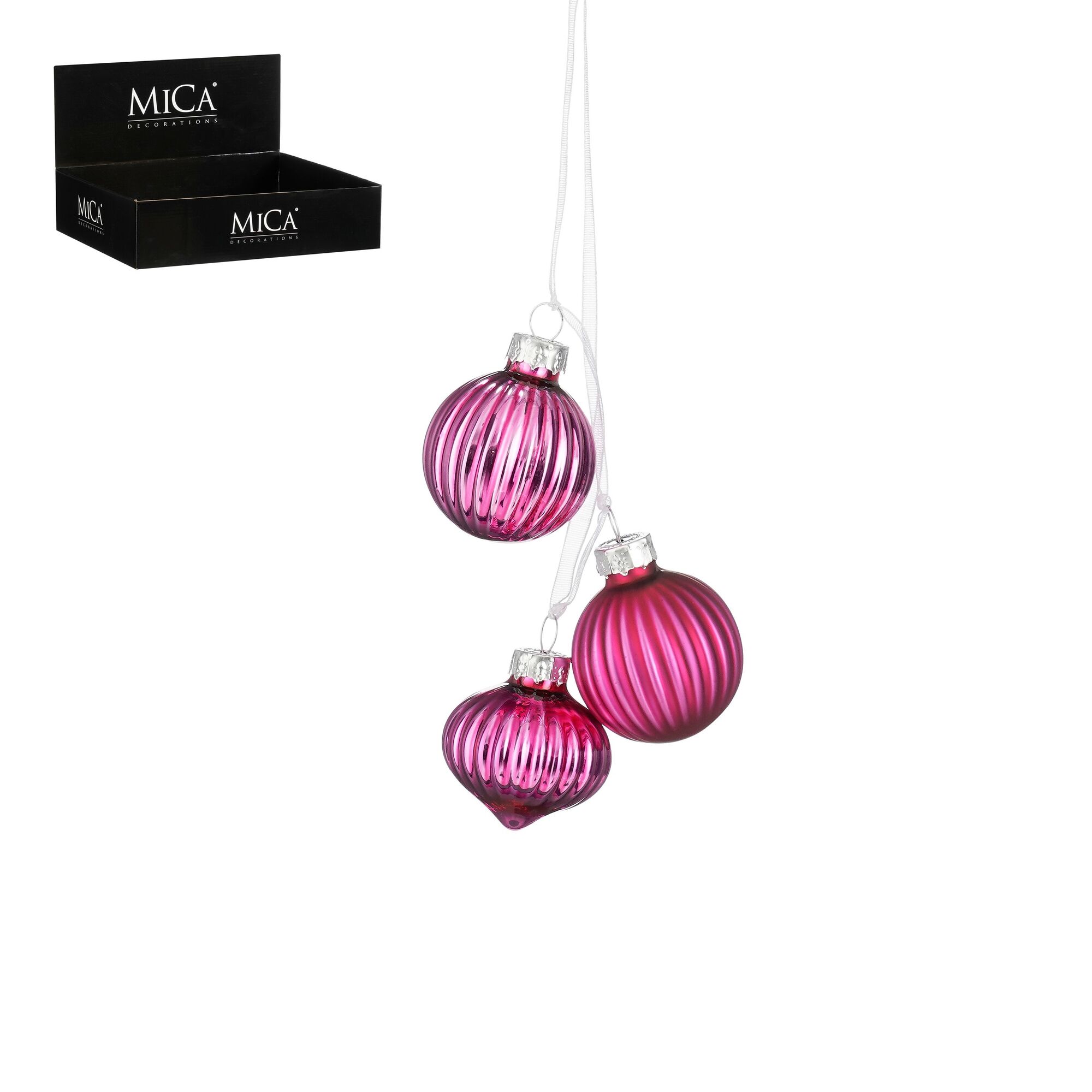 Bal glas fuchsia 3 pieces bundle 48 stuks display