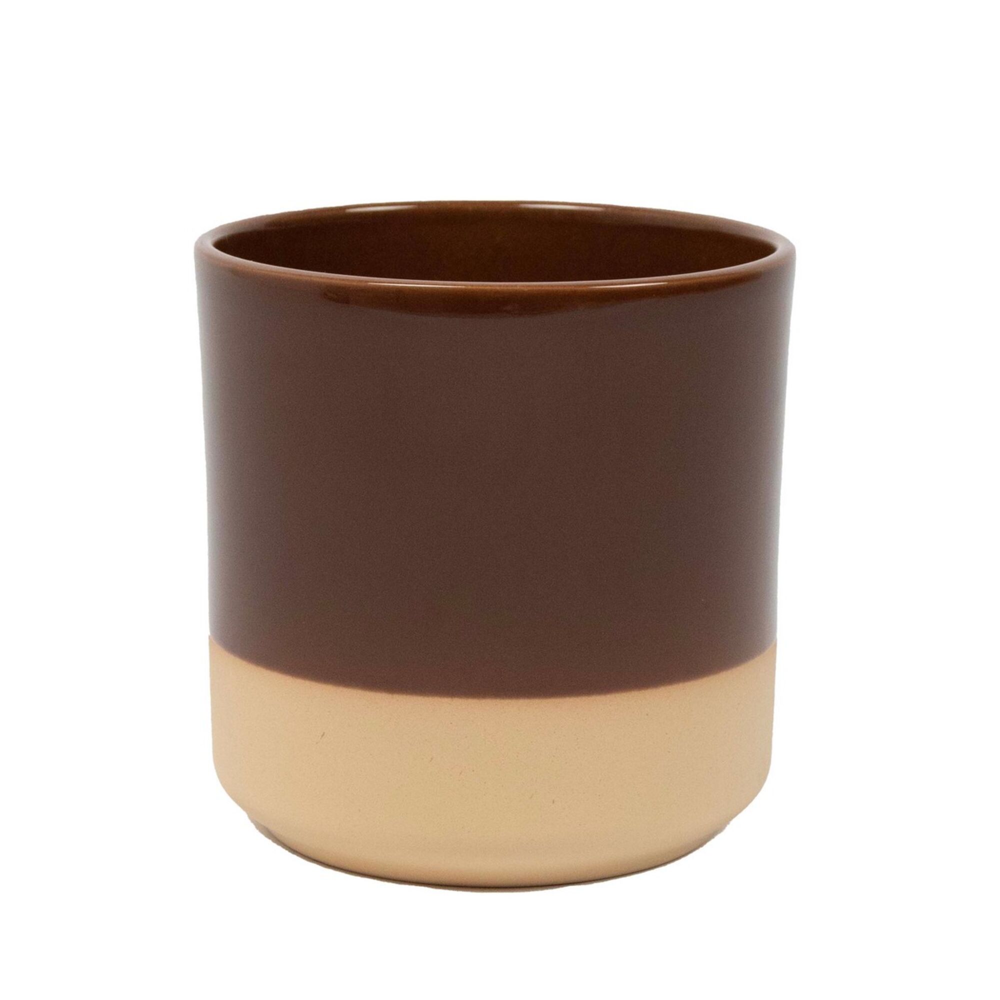 Cylinder Bloempot Keramiek Dip-Dye Bruin