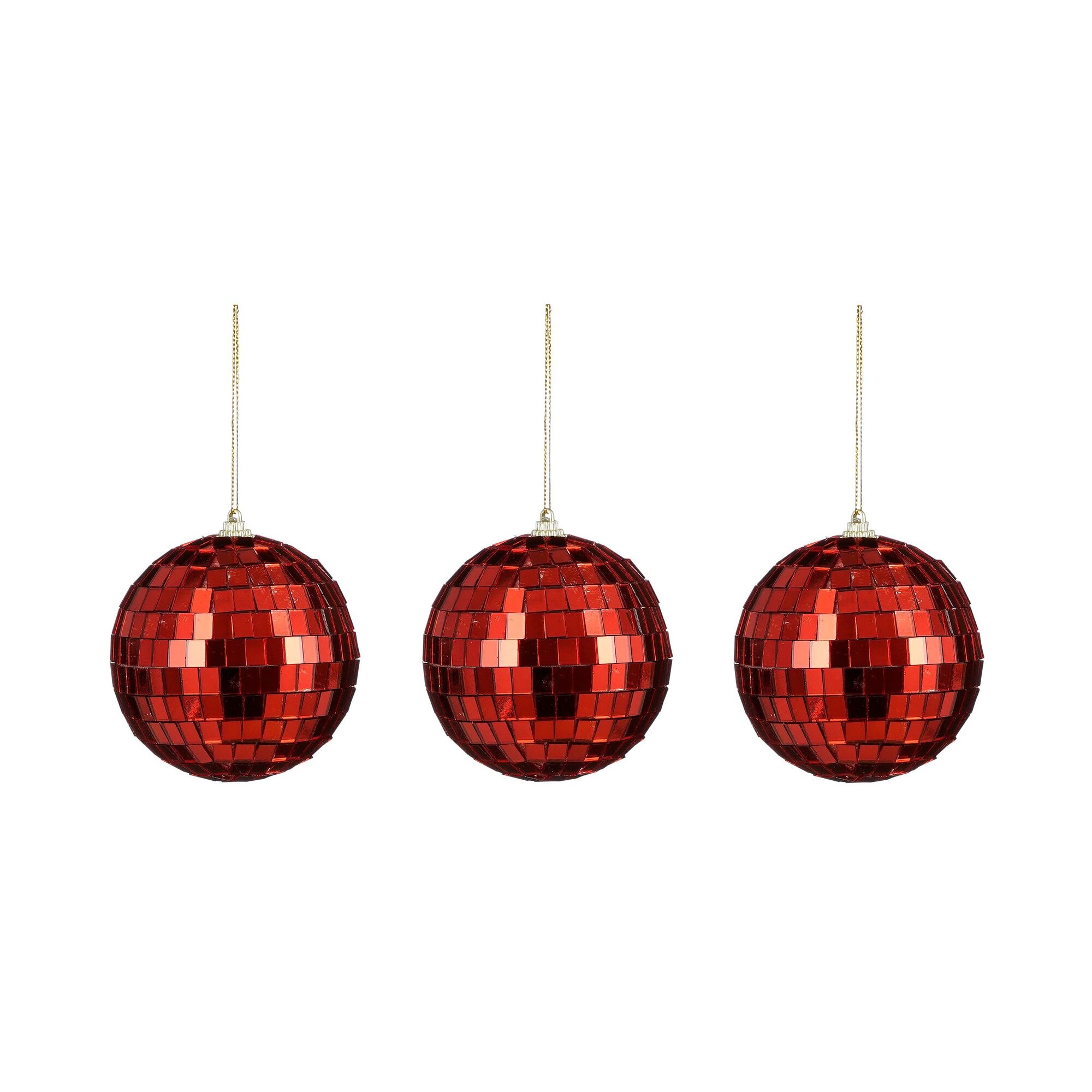 Ornament spiegel bal rood 3 stuks