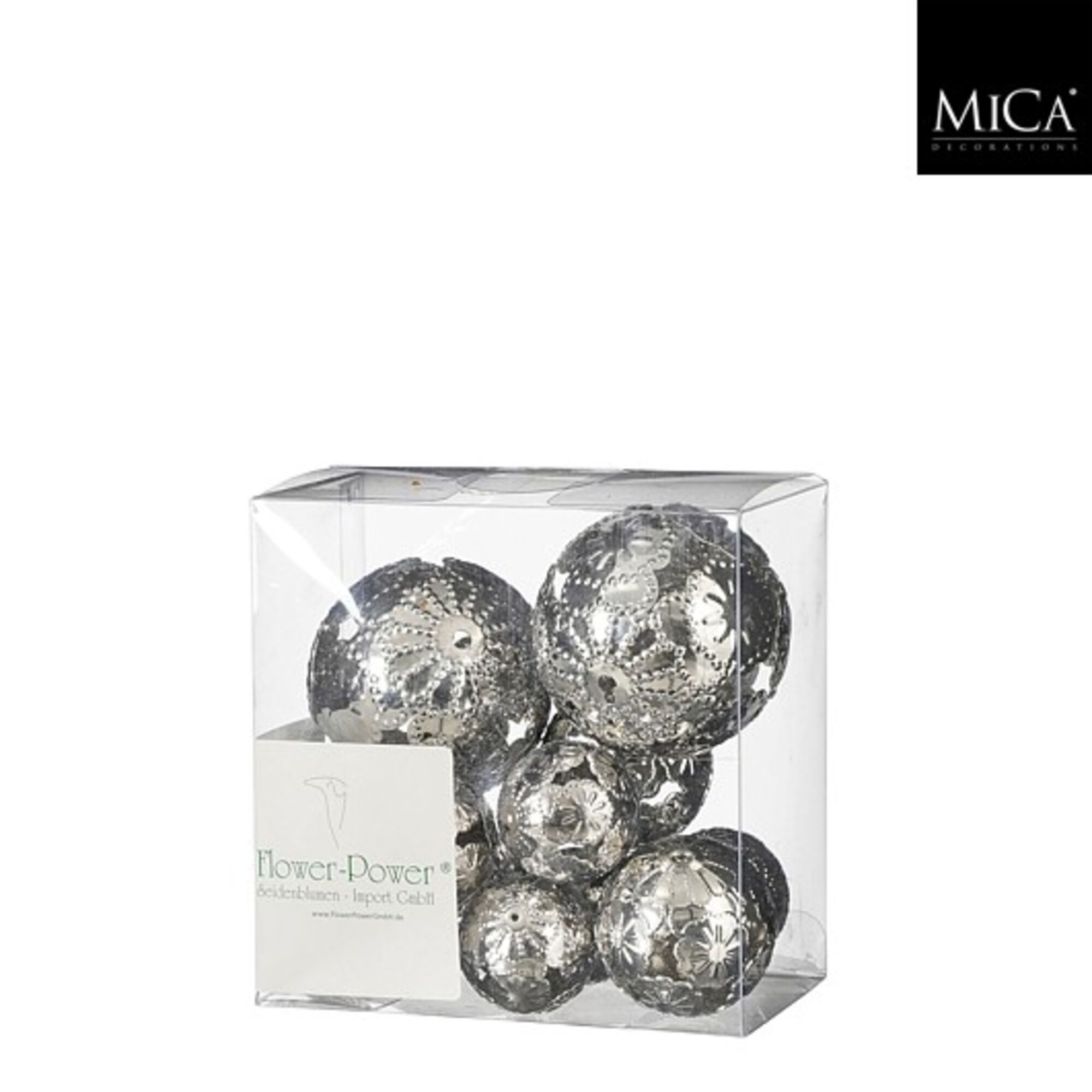 Decoratie bal zilver 28-35-50mm 11 stuks Es30025
