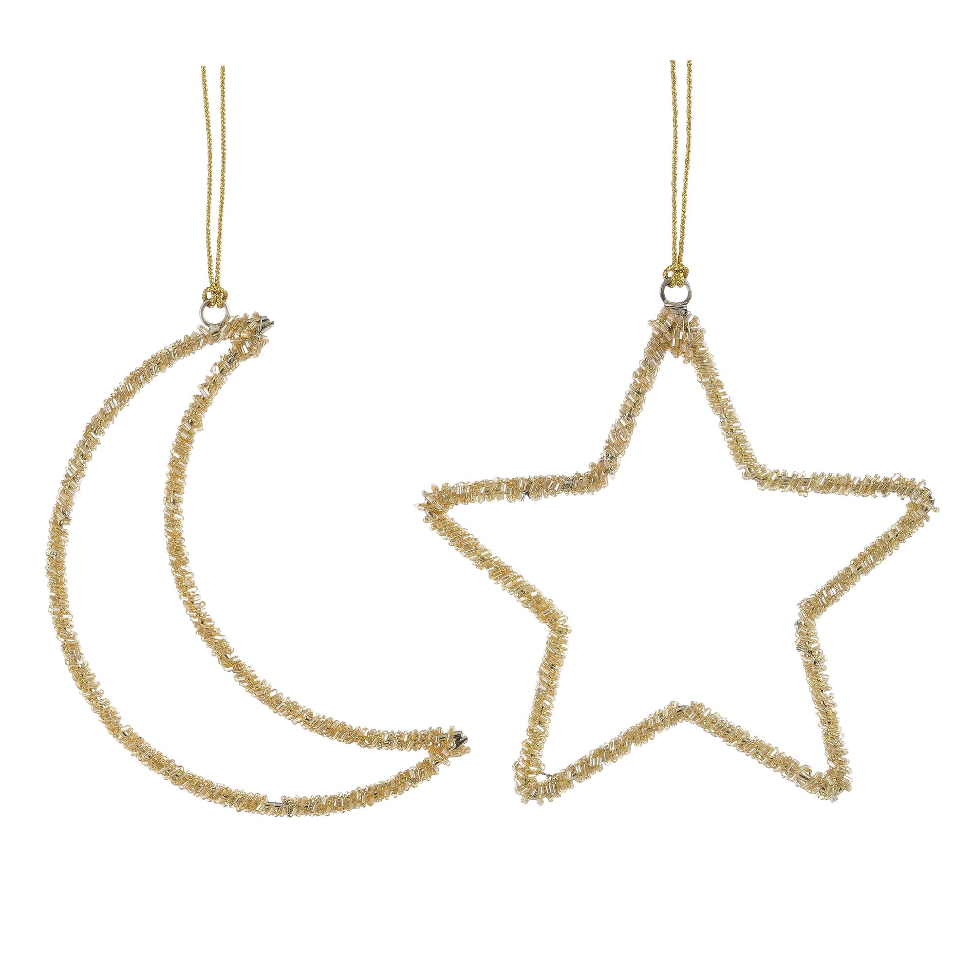 Ornament maan ster goud 2 assorti