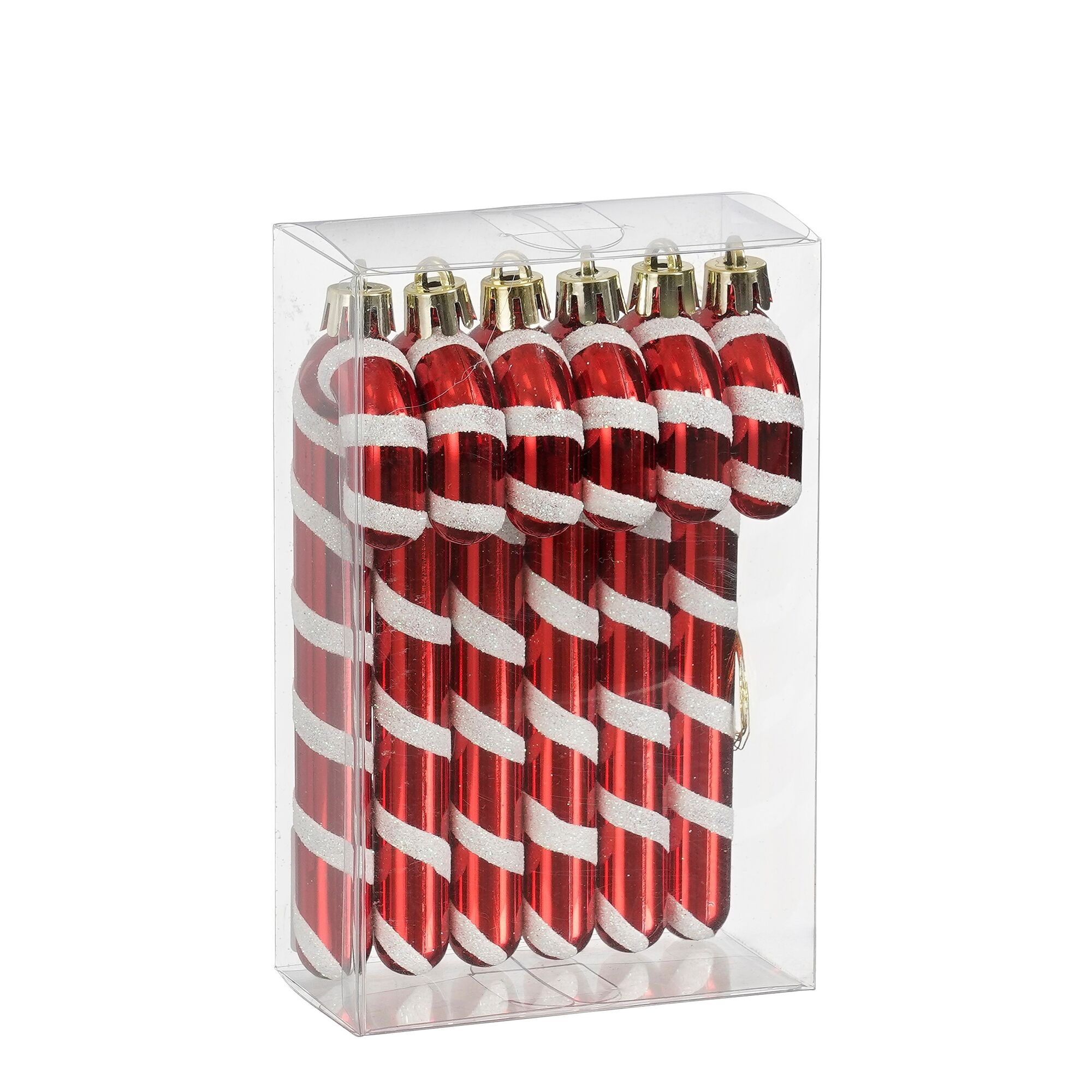 Ornament zuurstok rood 6 stuks